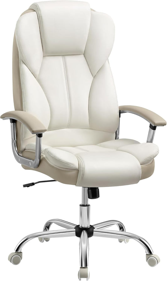 Ergonomischer Chefsessel, Cremeweiss-kamellbraun