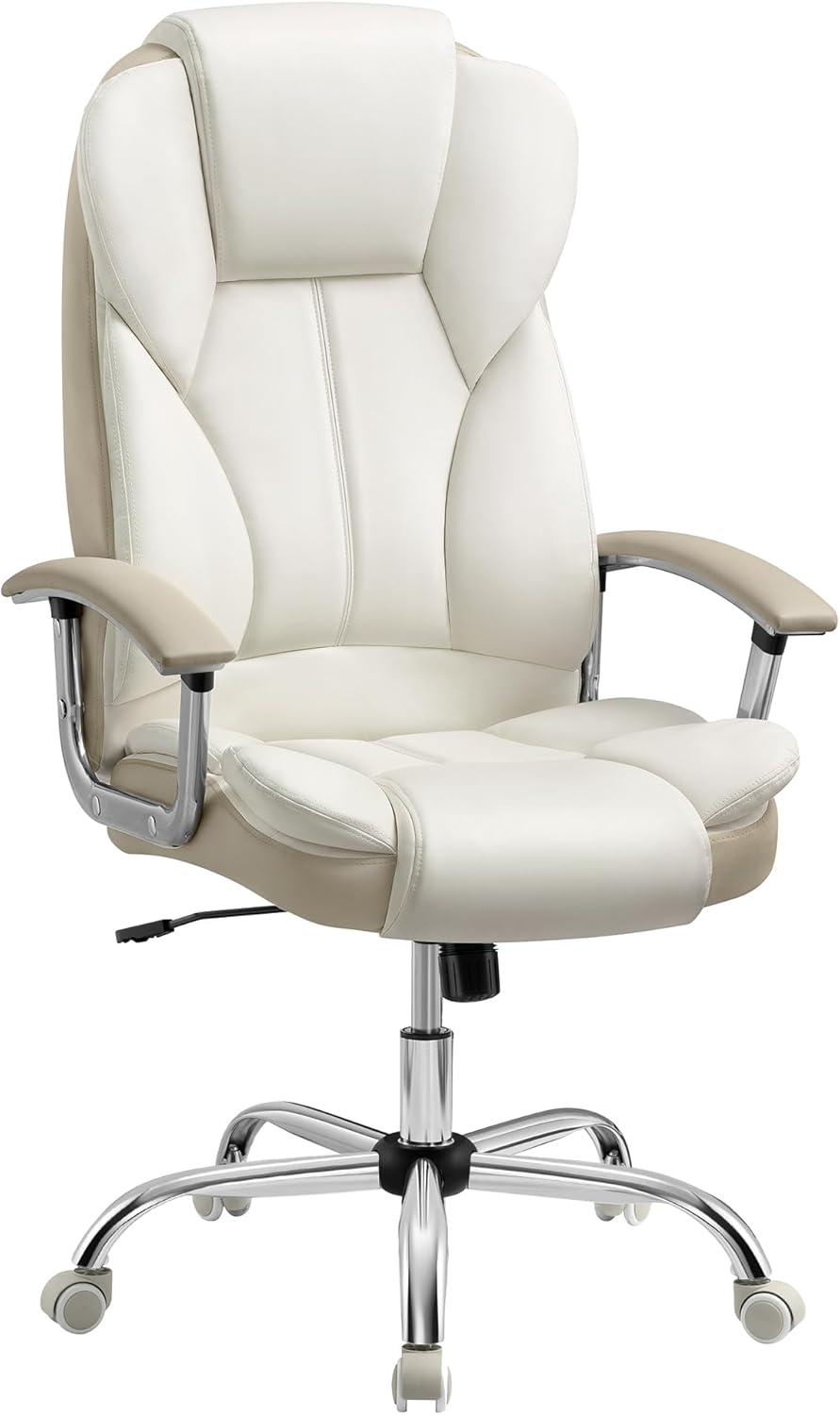 Ergonomischer Chefsessel, Cremeweiss-kamellbraun
