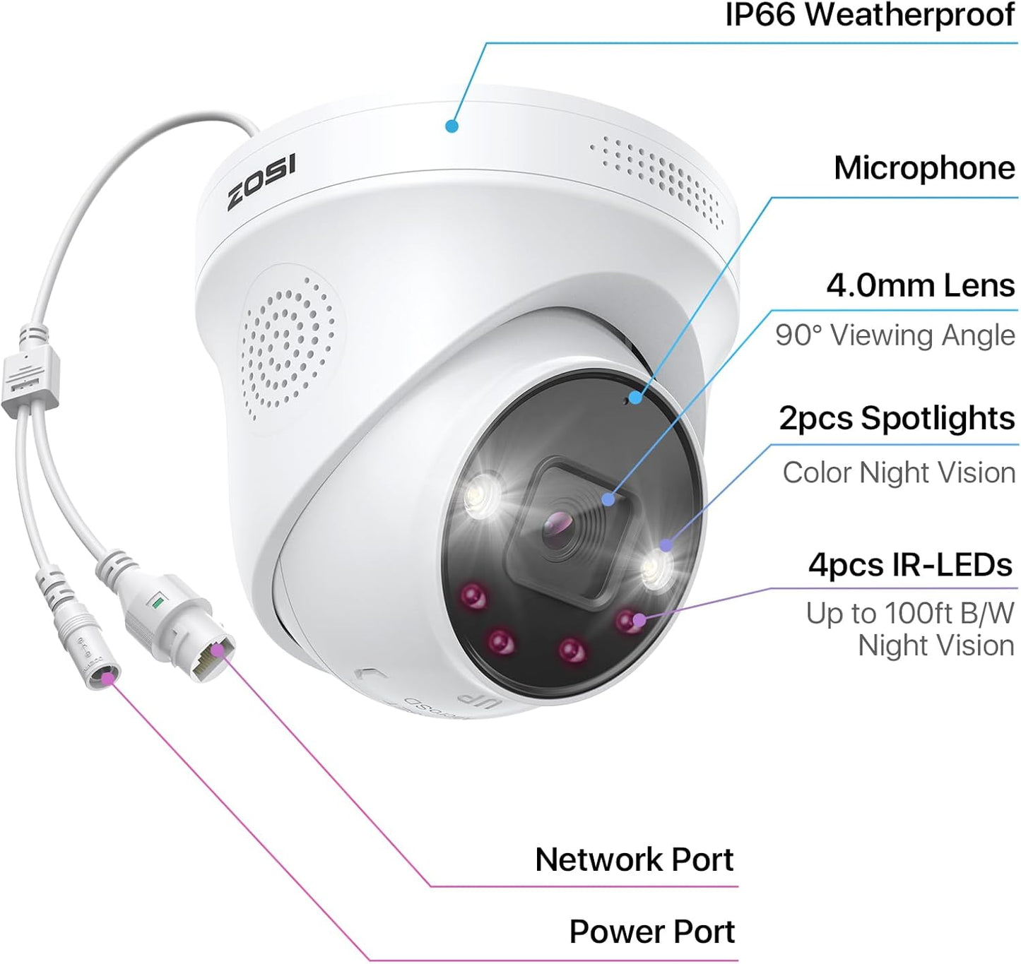4K PoE Überwachungskamera C225 mit Personen-/Autoerkennung, Weiss 8MP