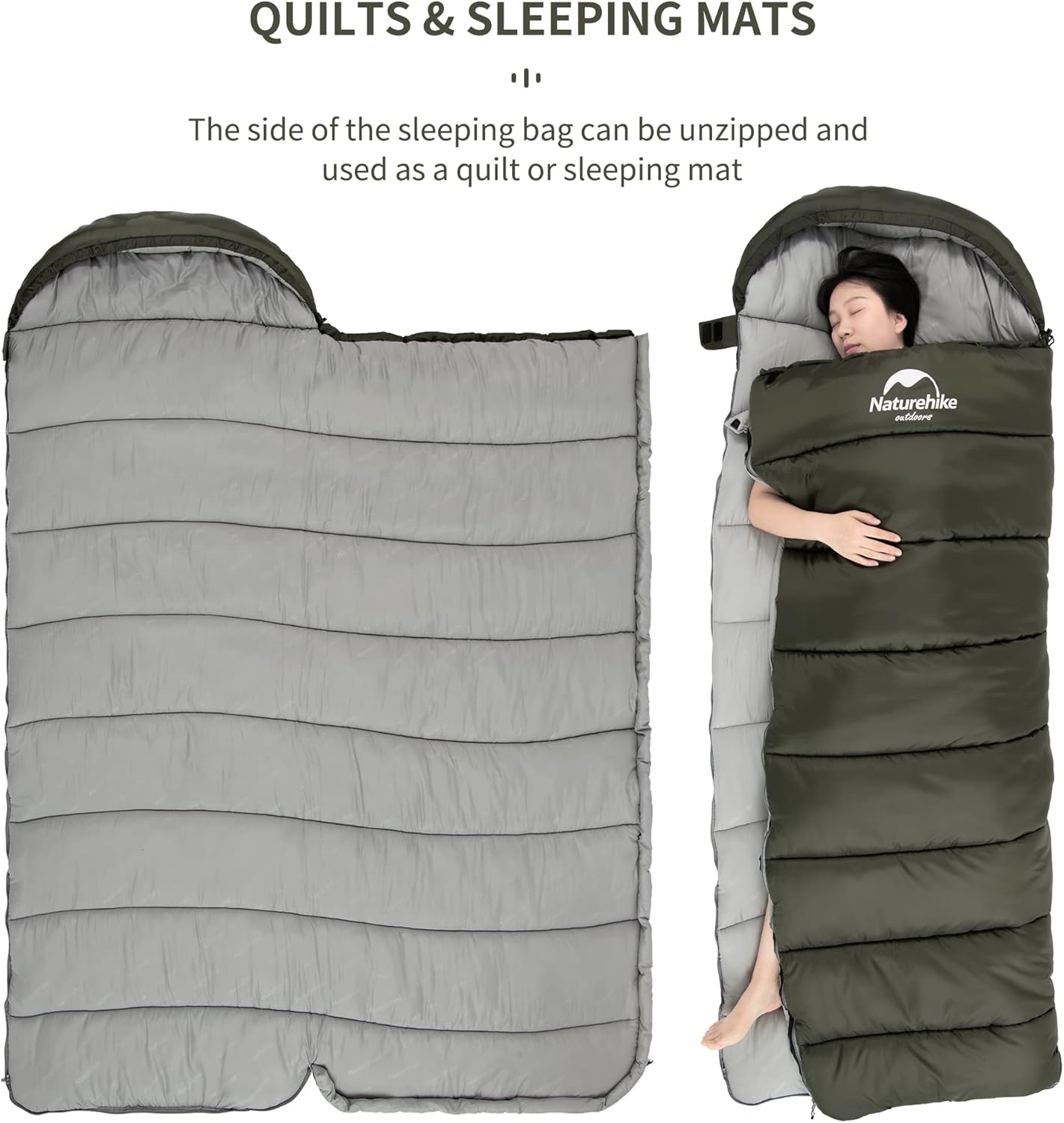 Schlafsack mit Kapuze, Grün (11°C)