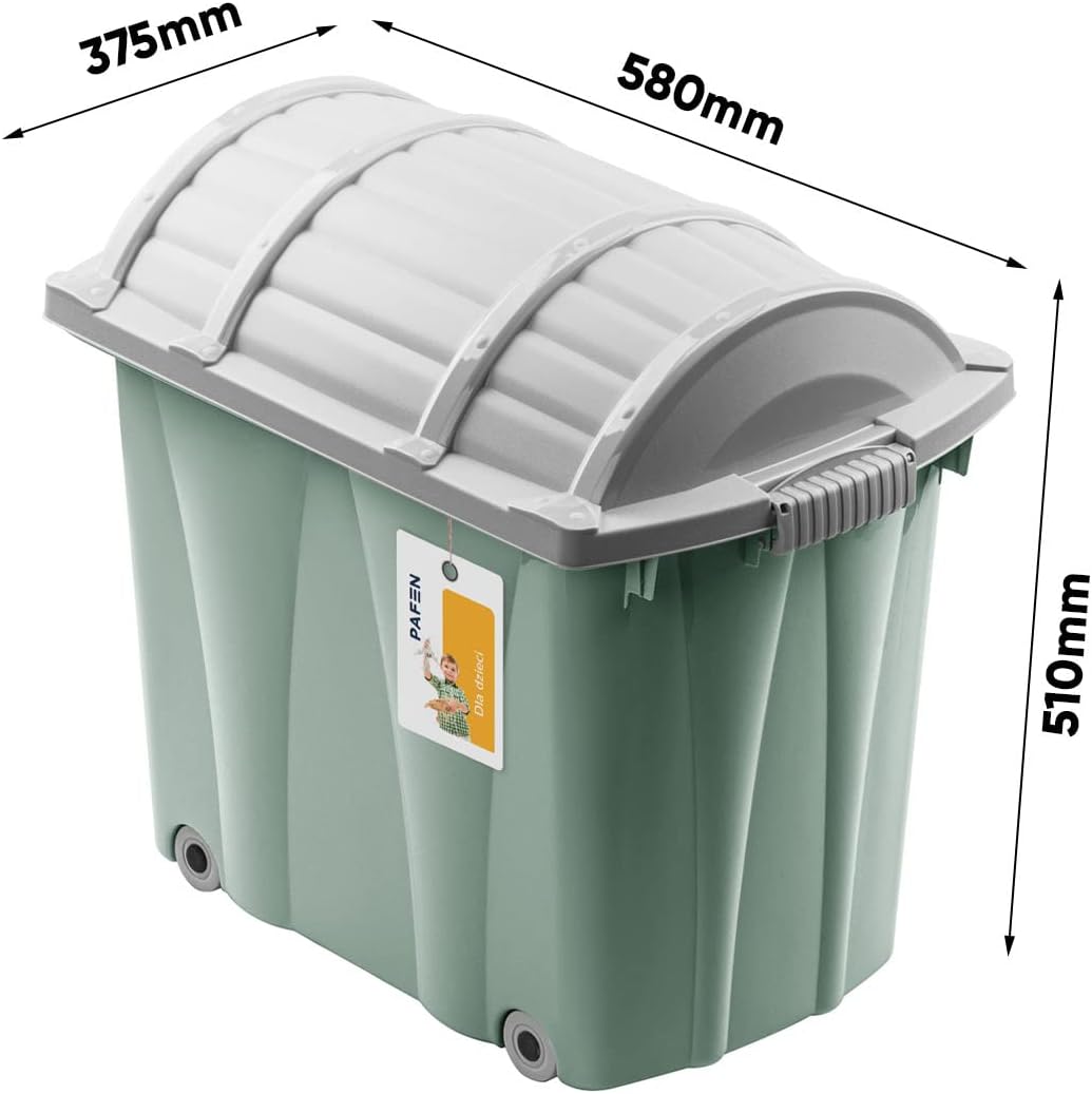 Piraten Spielzeugkiste mit Rollen (62l), Grün Piratbox 62l