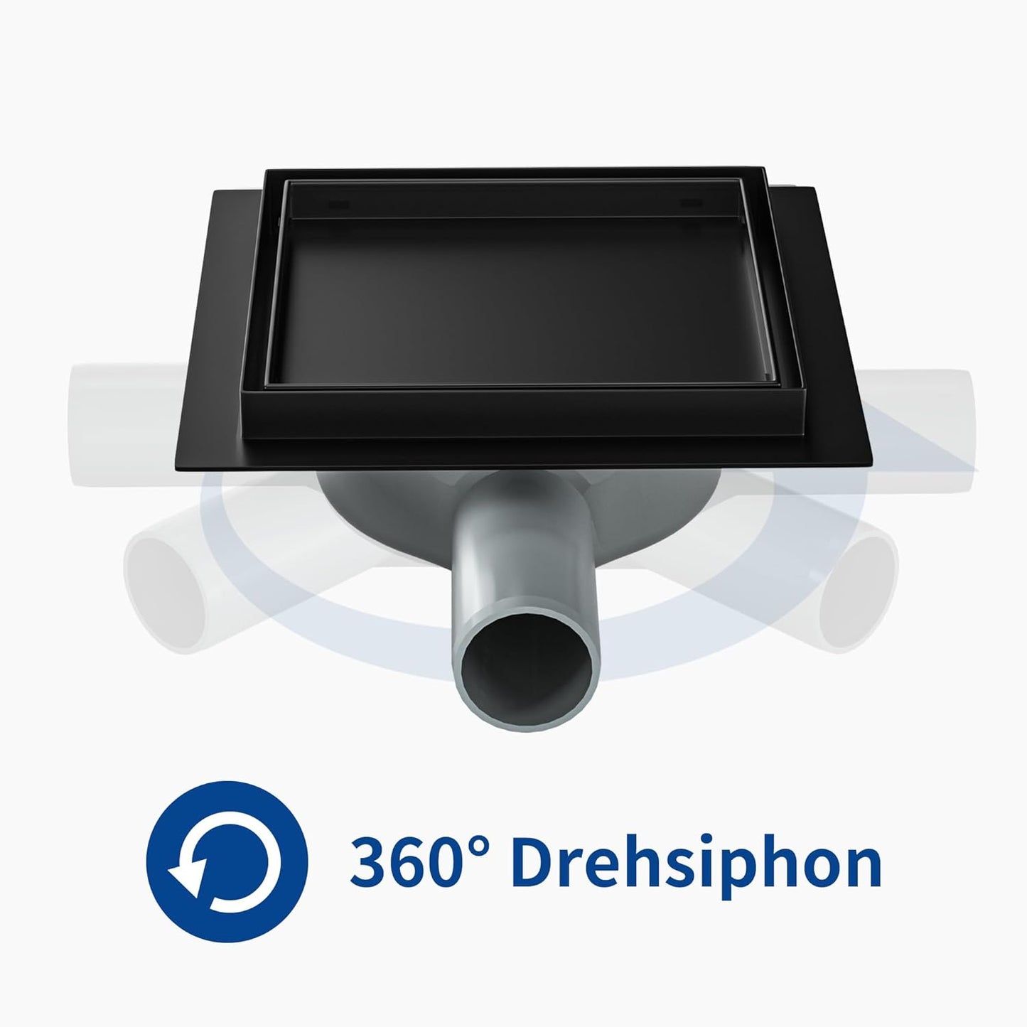 Duschrinne mit Geruchsstop und Haarsieb, Schwarz 15cm