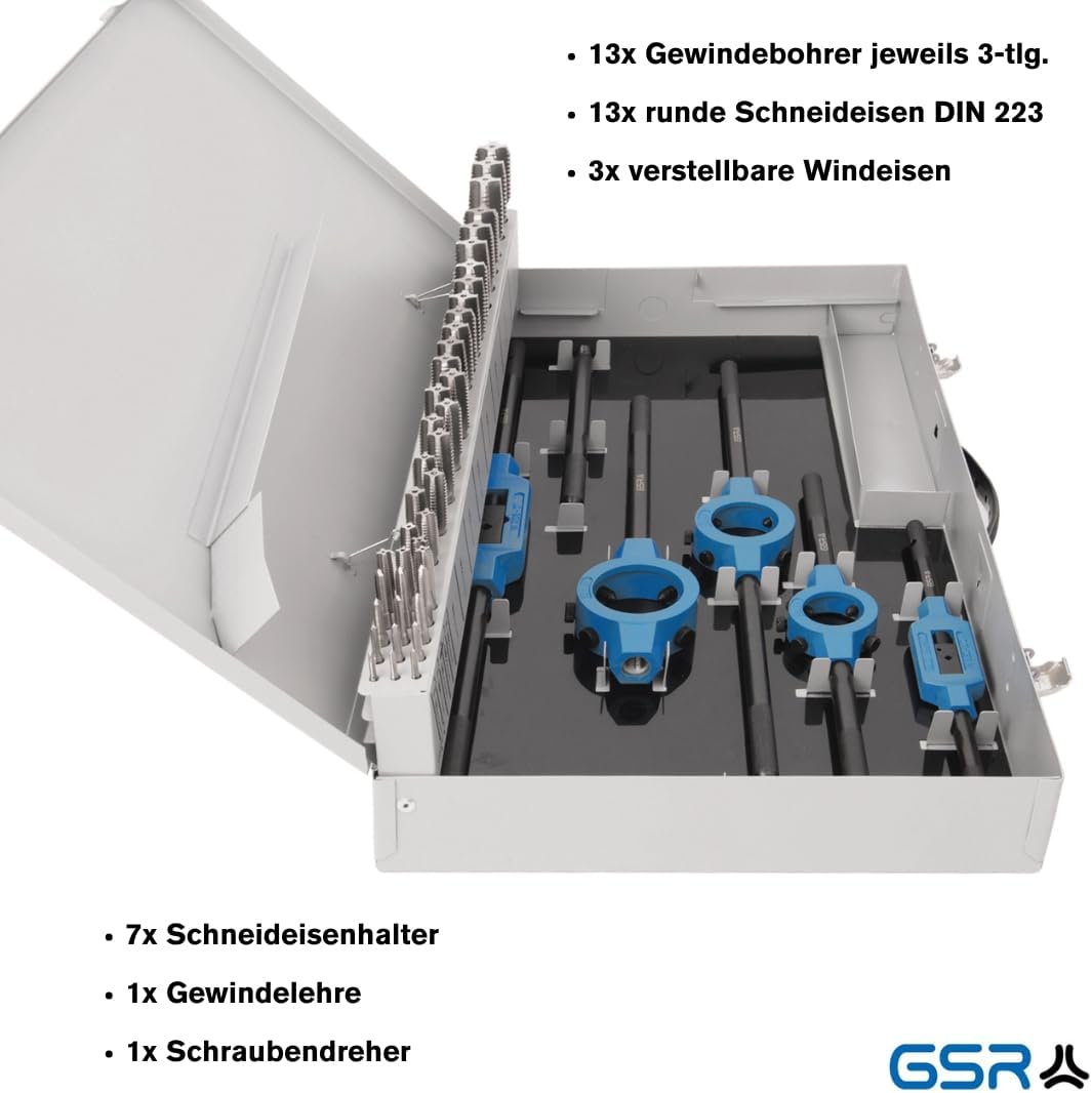 64-teiliger Gewindeschneidsatz M3-M24, 64-teilig
