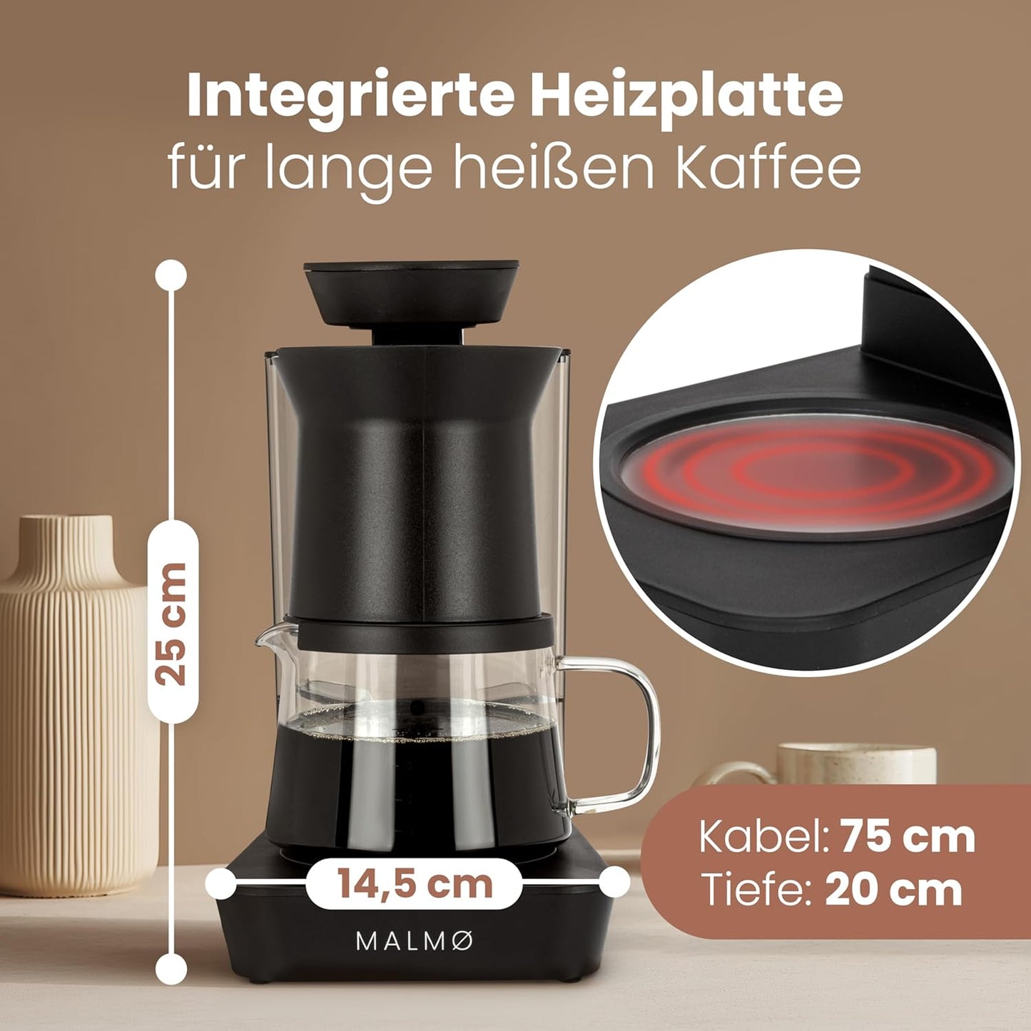 Filterkaffeemaschine mit Duschkopf-System (400ml)