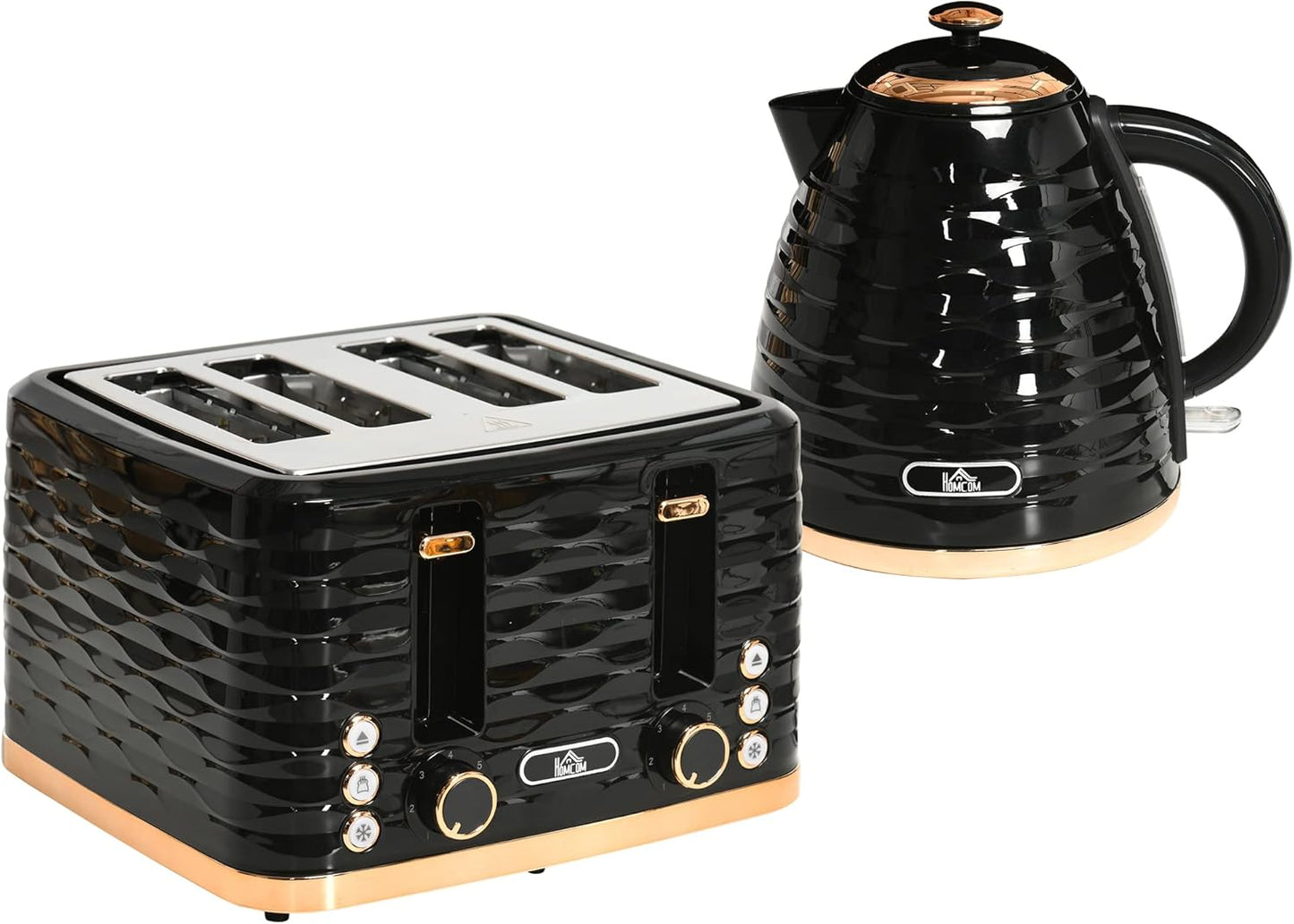 Frühstücks-Set Wasserkocher & Toaster (1,7L, 4 Scheiben), Schwarz