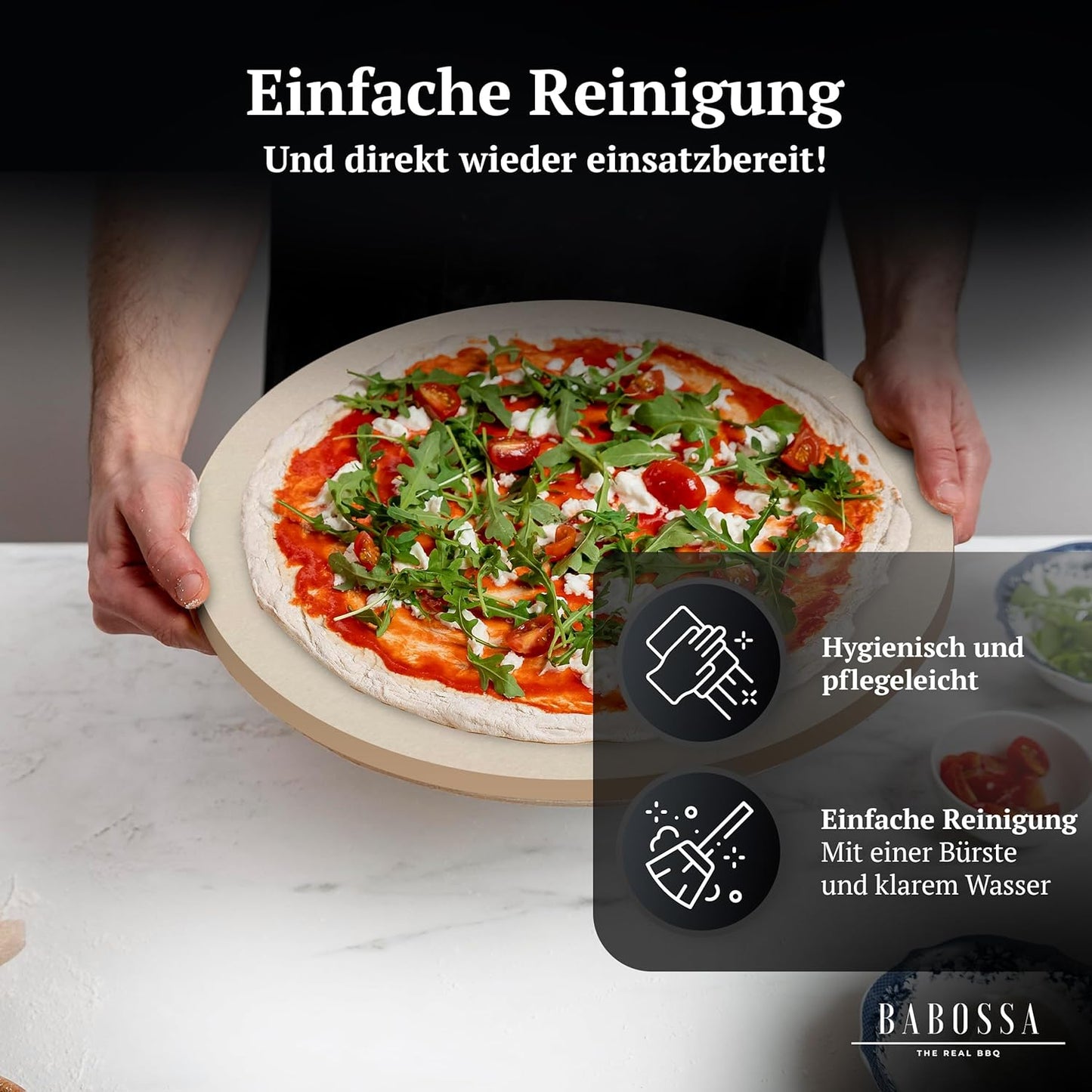 Pizzastein für den Grill, Pizzastein (hochwertiges Cordierit)