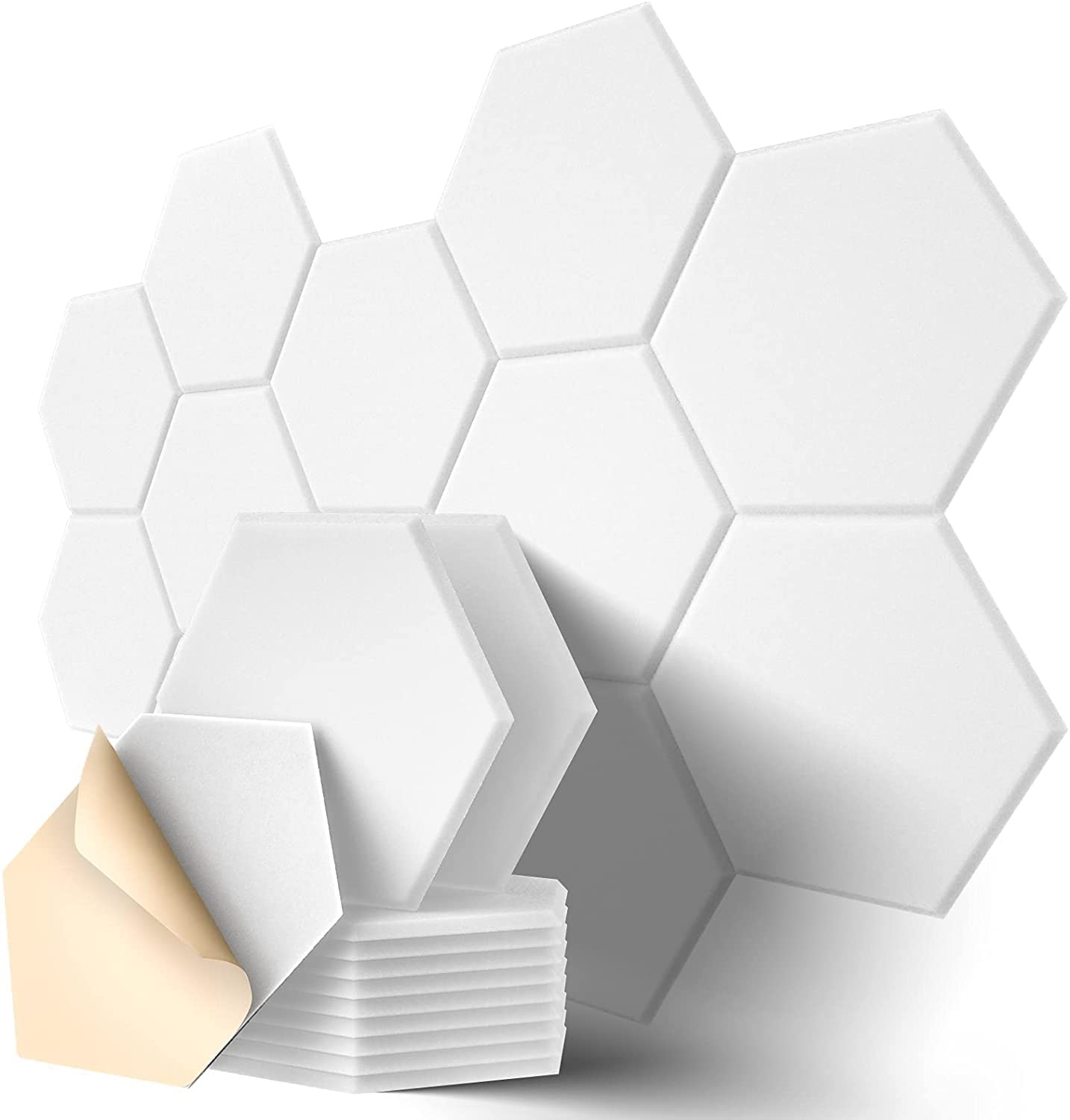 Hexagon Akustikplatten, 12 Stück weiss, Weiss