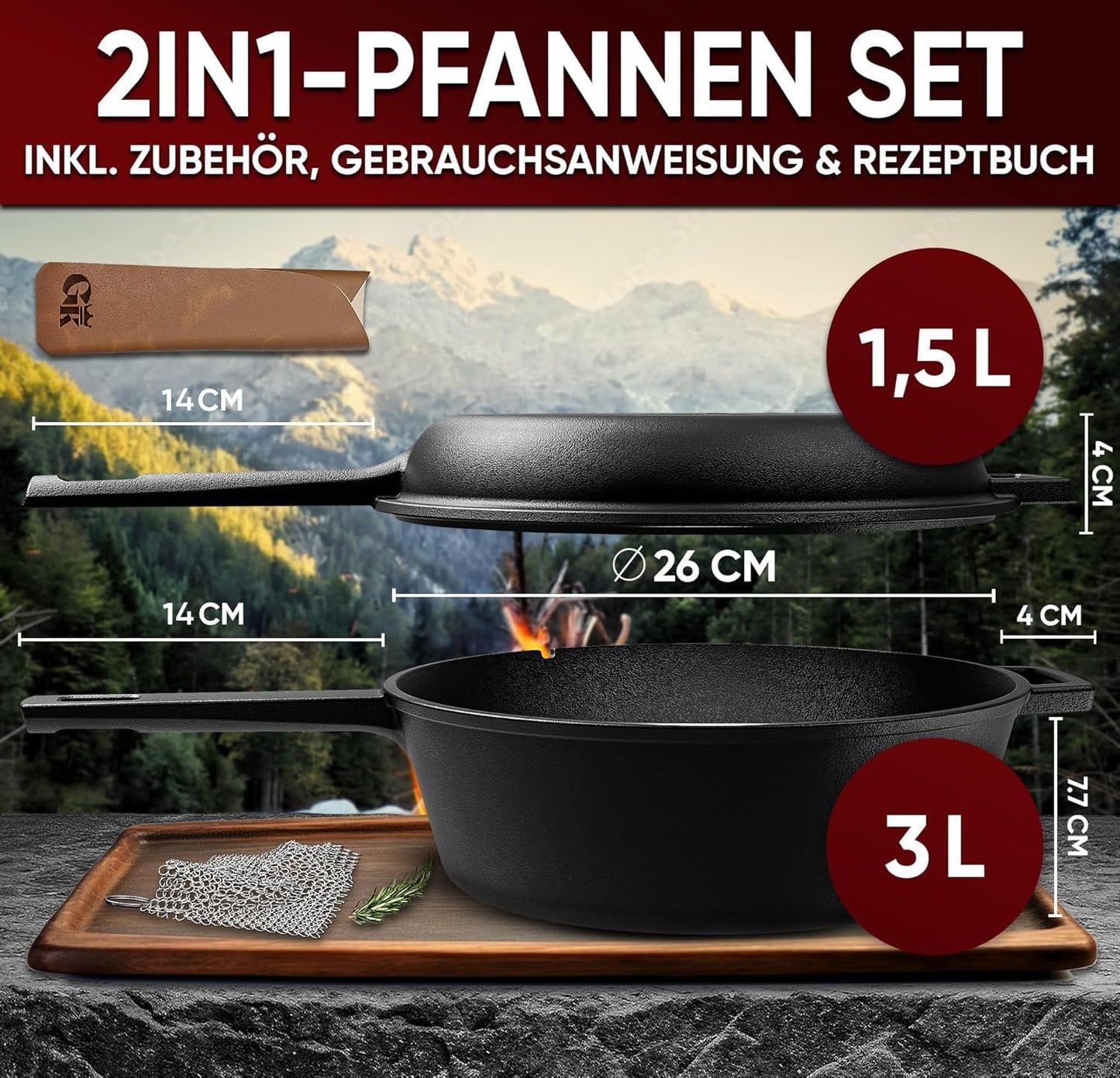 Dutch Oven Set, 2in1 Pfanne