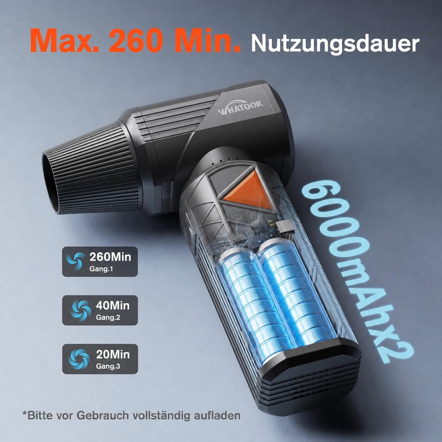 Elektrisches Staubgebläse W02 Pro, Schwarz