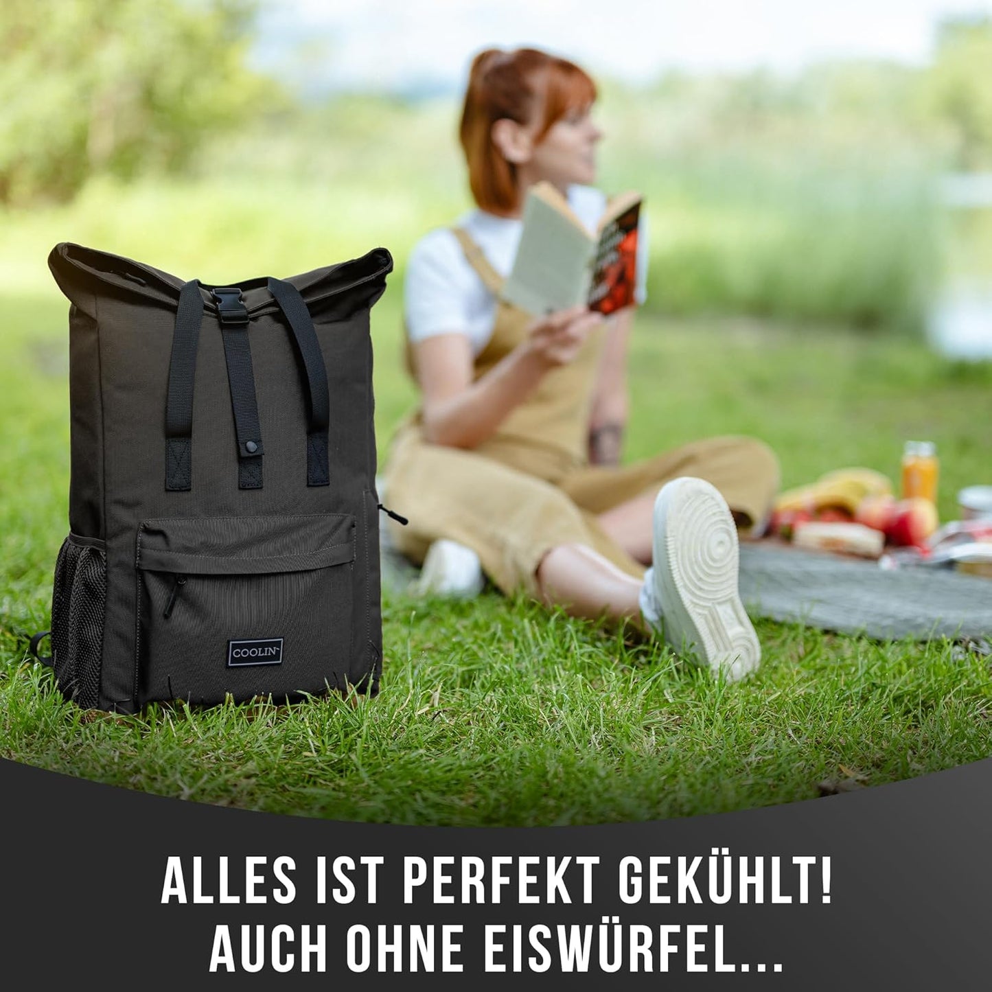 Kühlrucksack mit Thermofach, Schwarz
