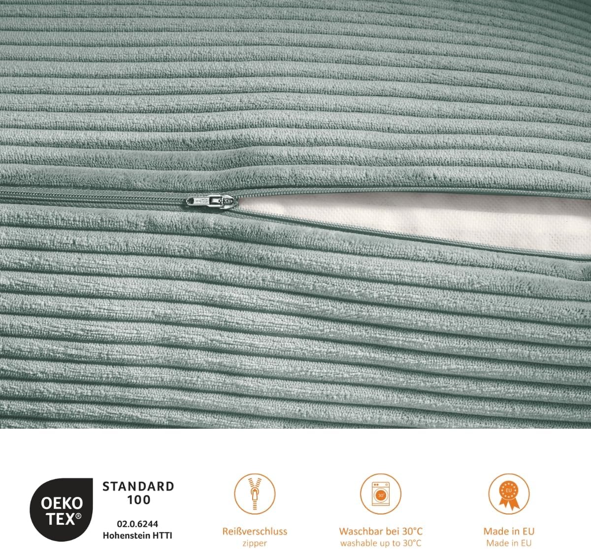 Lesekissen in Keilform, Cord: Türkis 70 x 40 x 20 cm