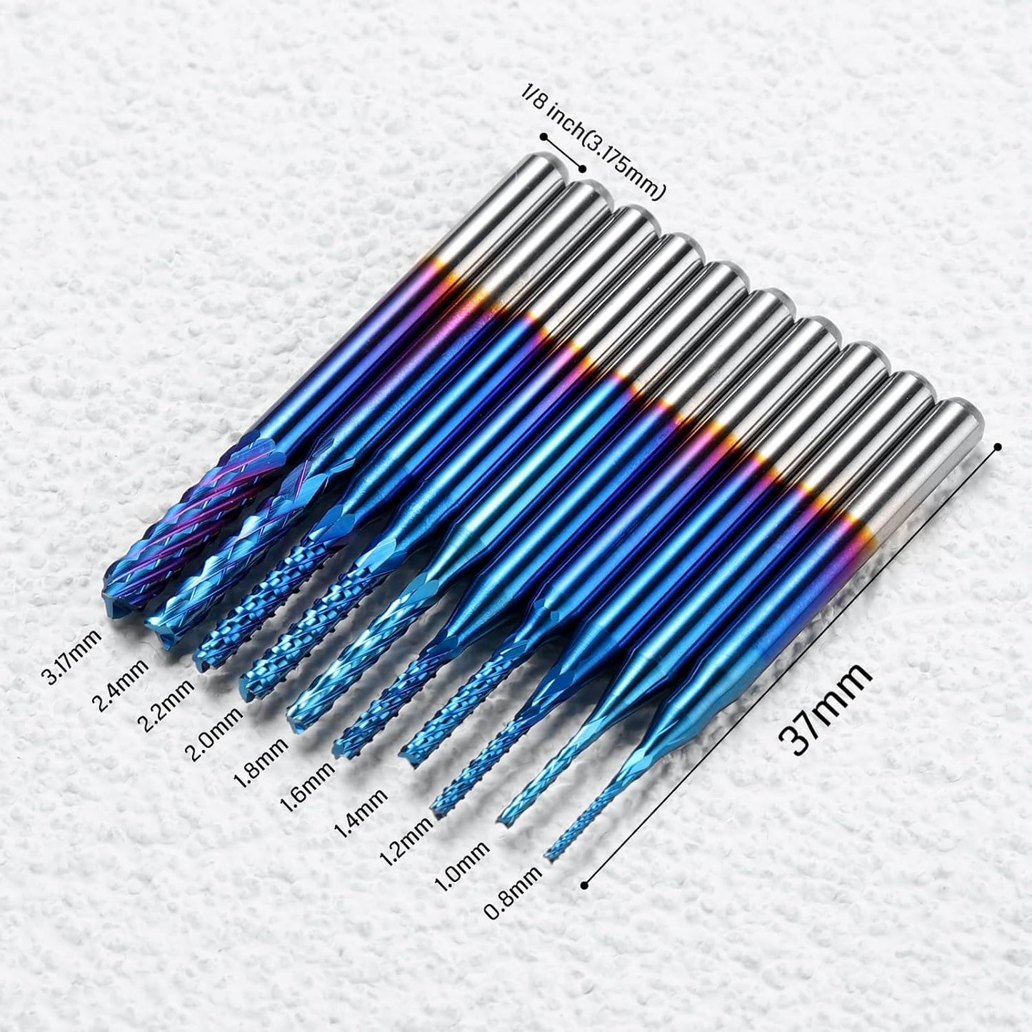Nano Blue Coat Schaftfräser, 10-teilig, 0.8-3.0mm, 0.8-3.0mm