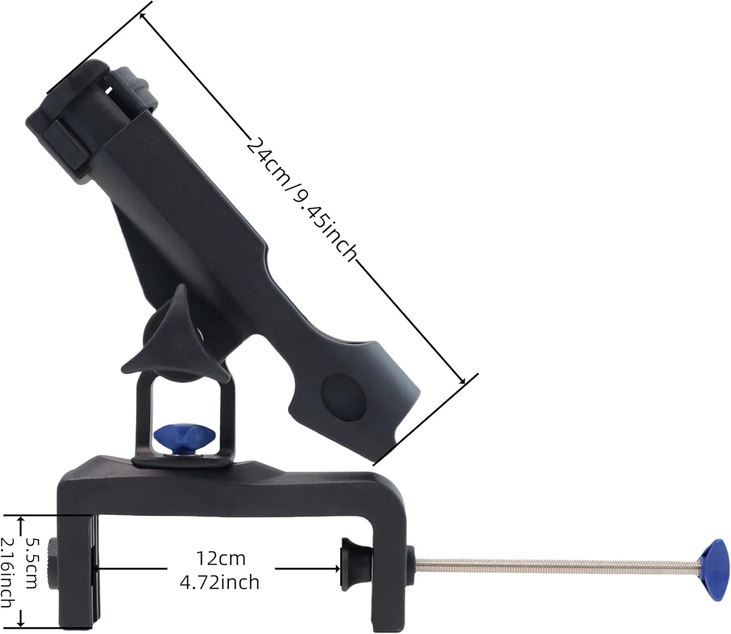 Angelrutenhalter mit grosser Klammeröffnung, 360° verstellbar, Einzelpackung