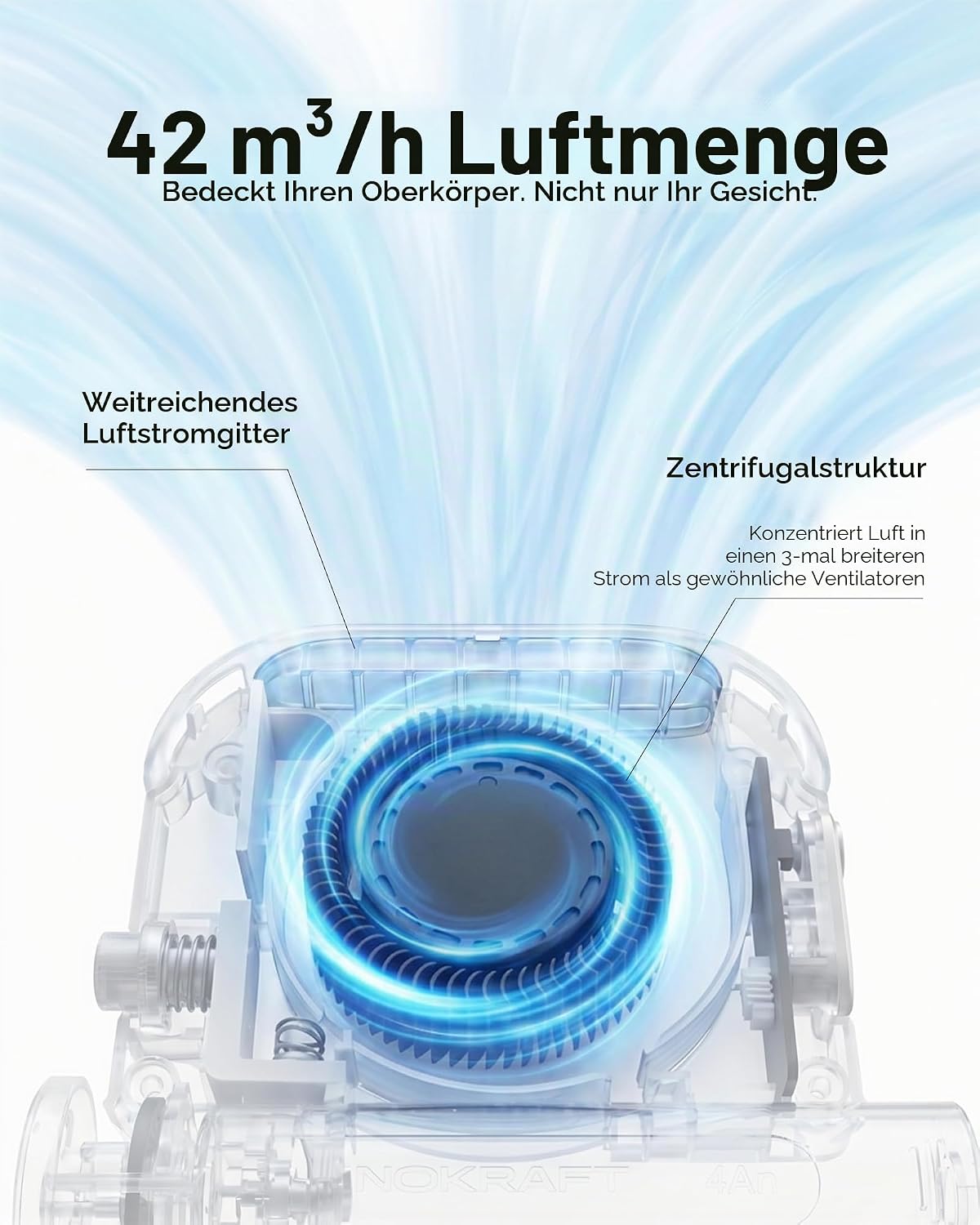 Tragbarer USB-Clip-Ventilator, Grün - 1 Akku