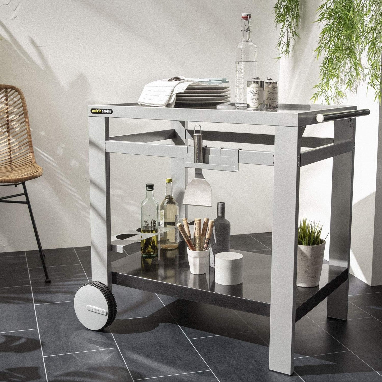Gartenwagen für Grill/Arbeitsplatte (93,5 x 67 x 80,5 cm), Single