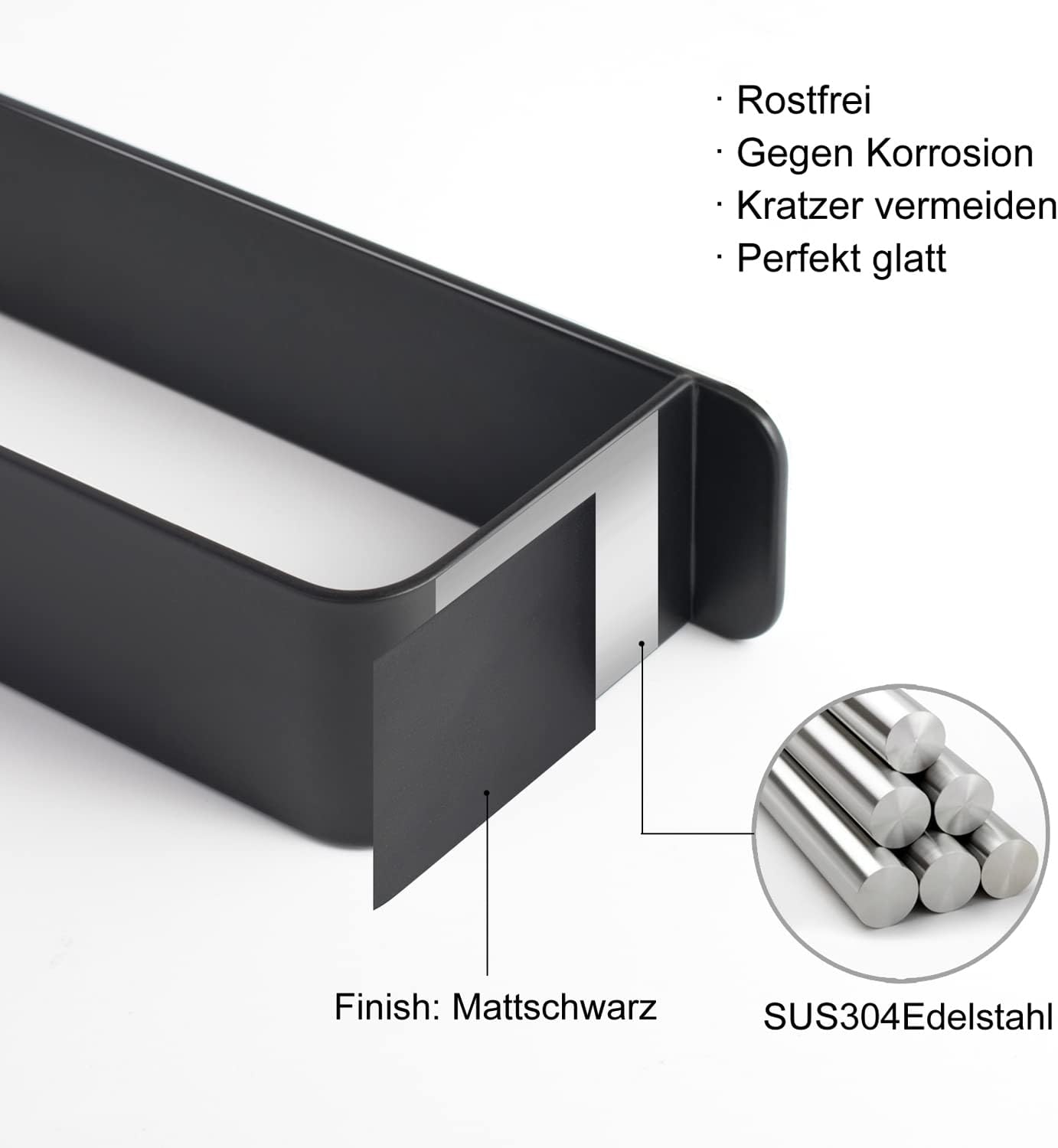 Selbstklebender Handtuchhalter, A Schwarz