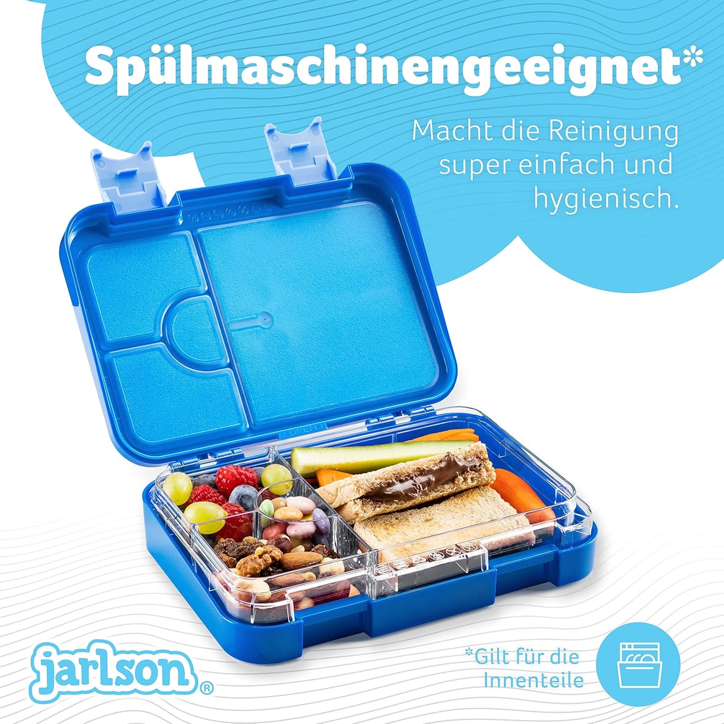 Auslaufsichere Bento Lunchbox mit Trennfächern Toni, Haie 2.0