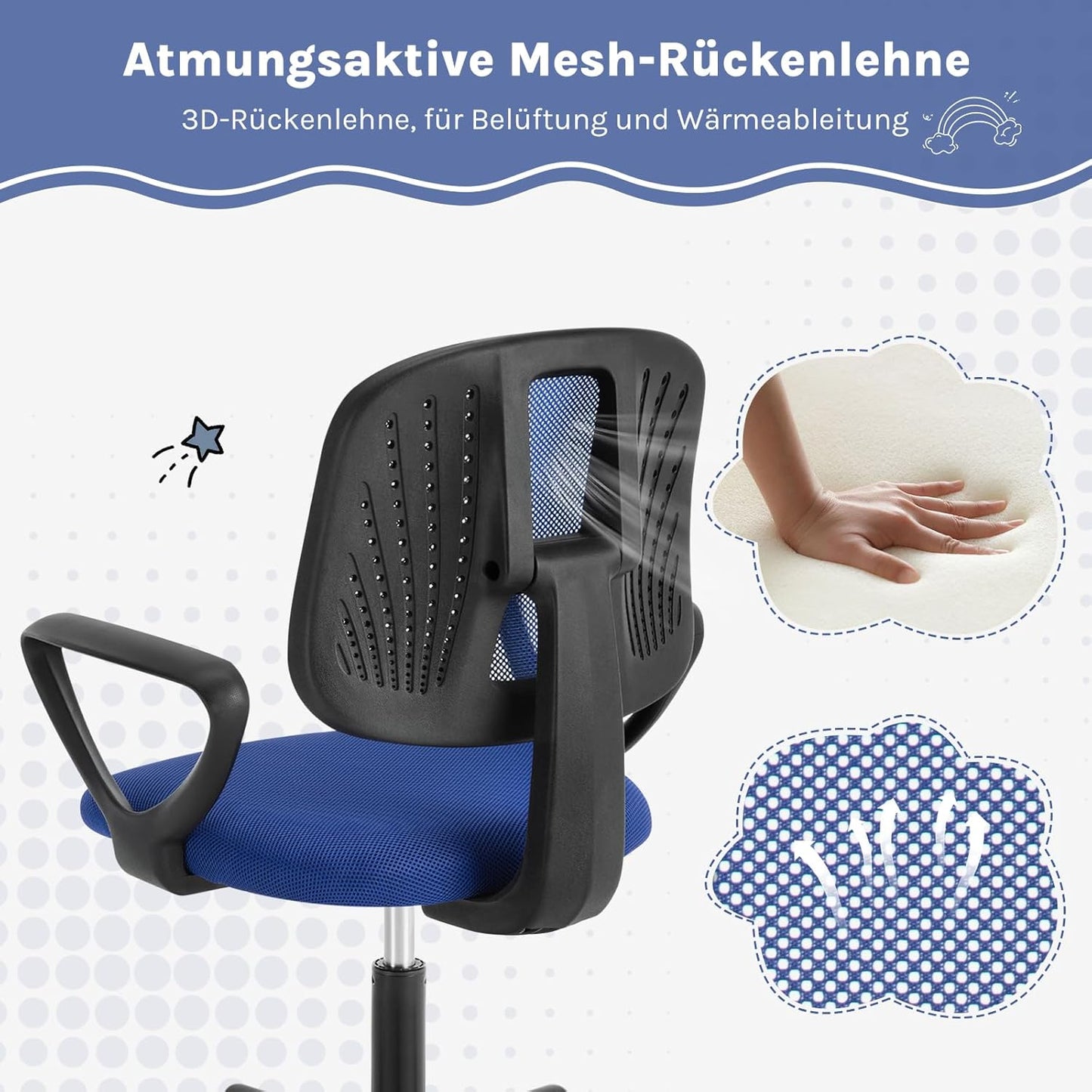 Ergonomischer Kinderschreibtischstuhl, Blau