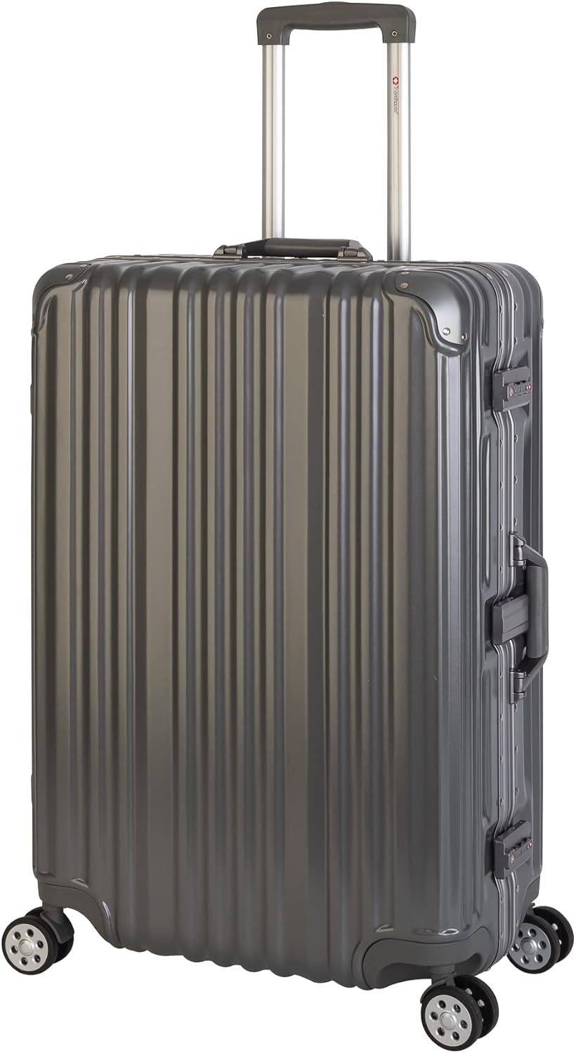 Reisekoffer mit Aluminiumrahmen und TSA-Schlössern, Grau Großer Koffer