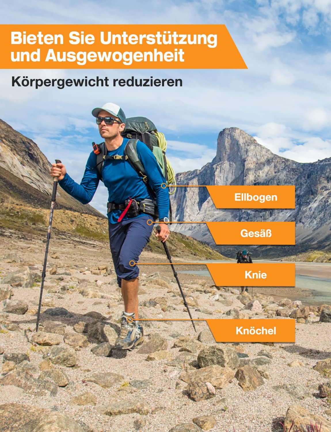 Nordic Walking Stöcke, verstellbar 65-135cm