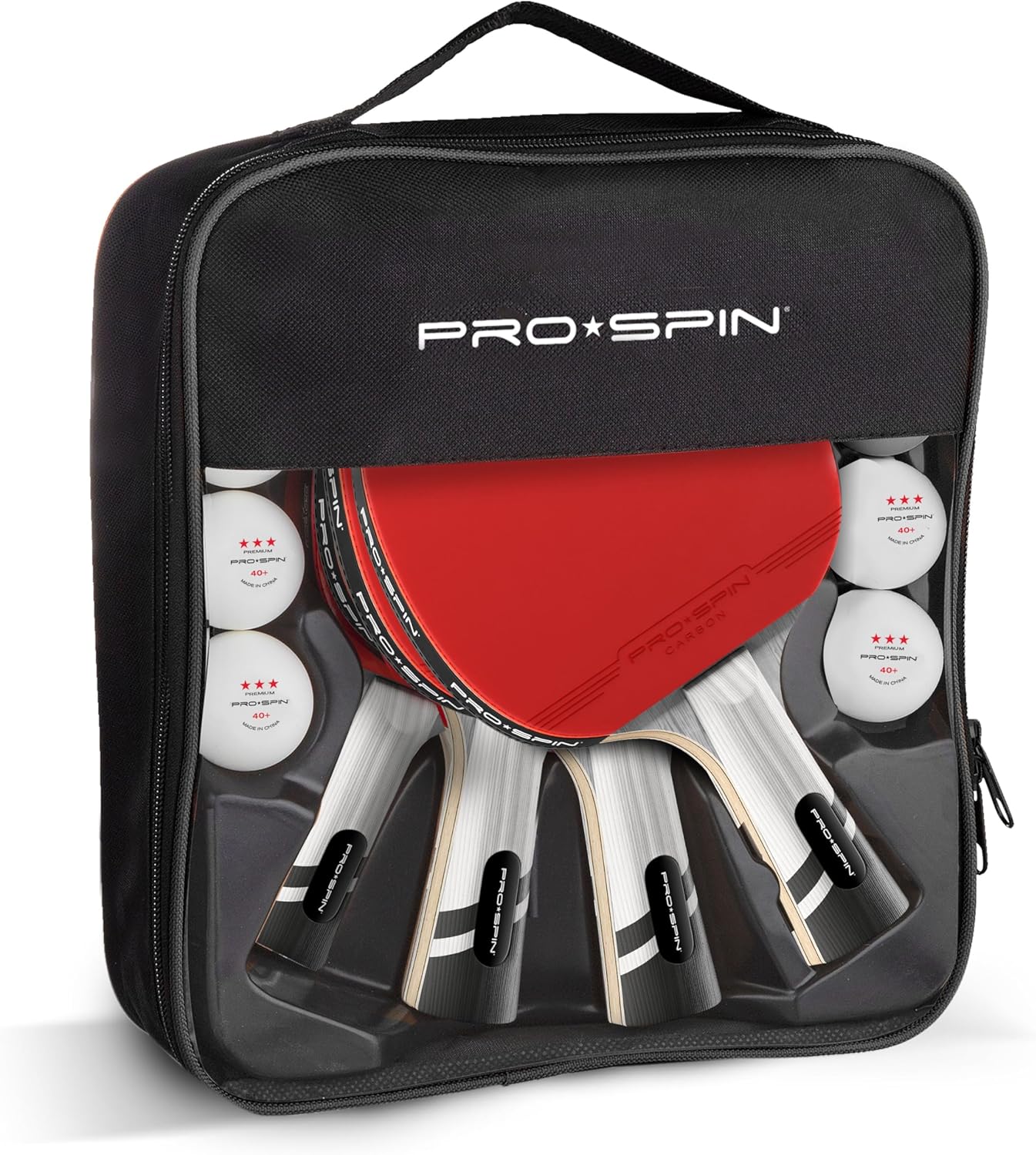 Tischtennisschläger-Set für 4 Spieler, Rot (Set für 4 Spieler)