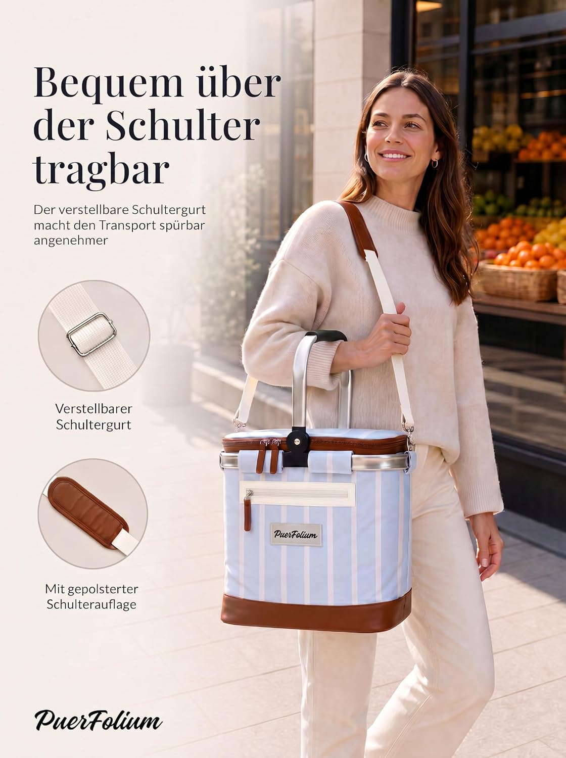 Faltbare Isolierte Kühltasche mit Deckel, Blau