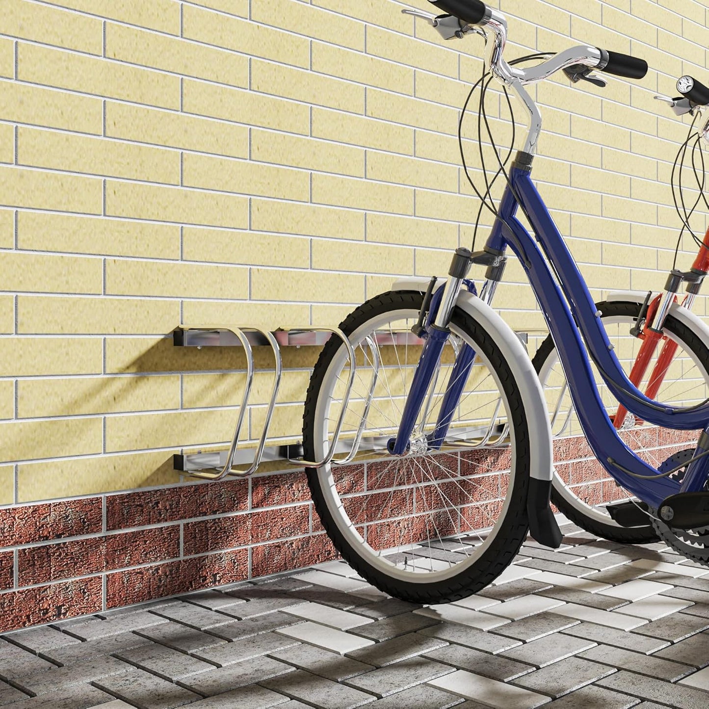 Veloständer aus Metall, 5 Fahrräder Silber
