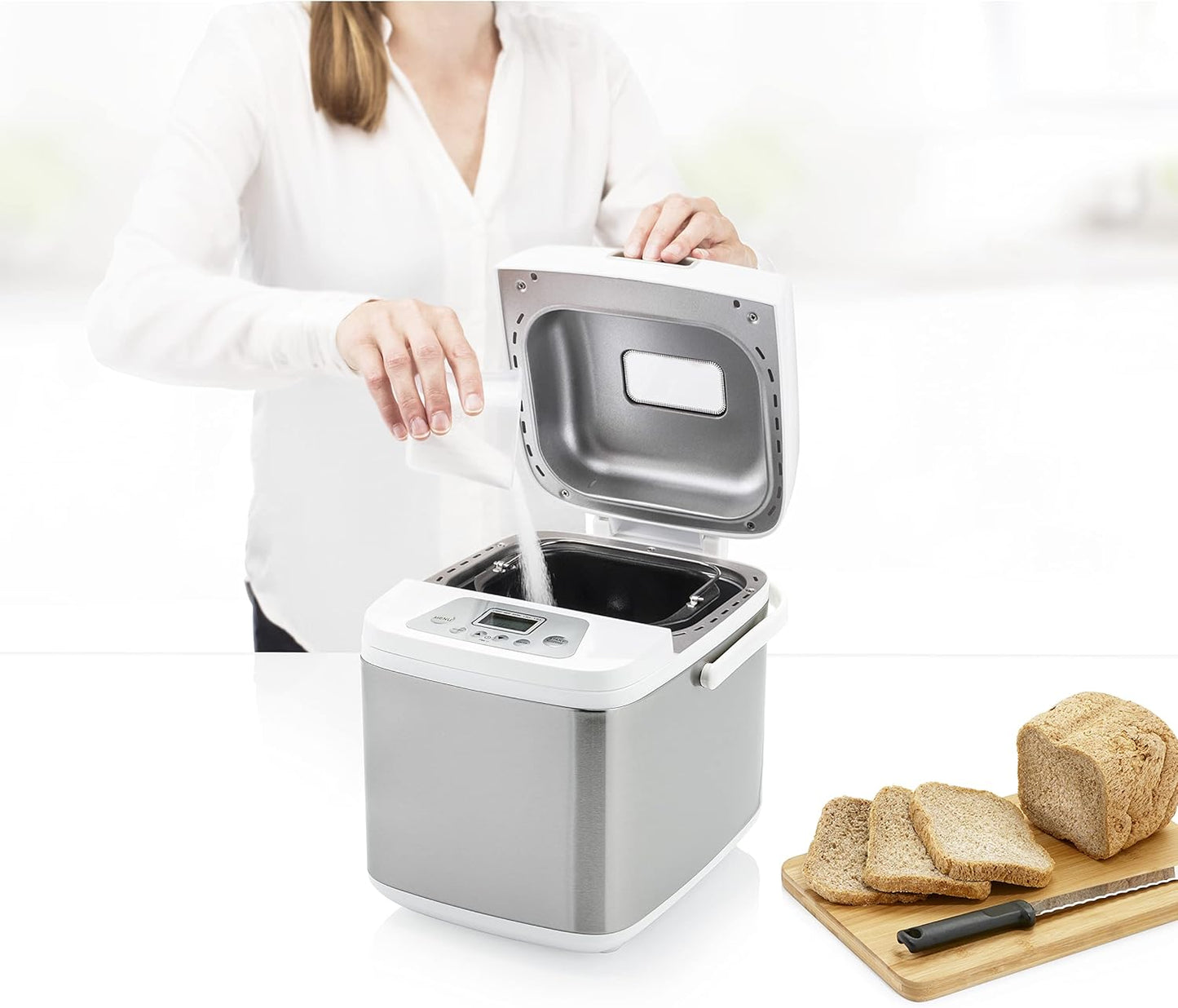 152007 Deluxe Brotbackautomat mit glutenfreiem Programm, Weiss, Ohne Spender