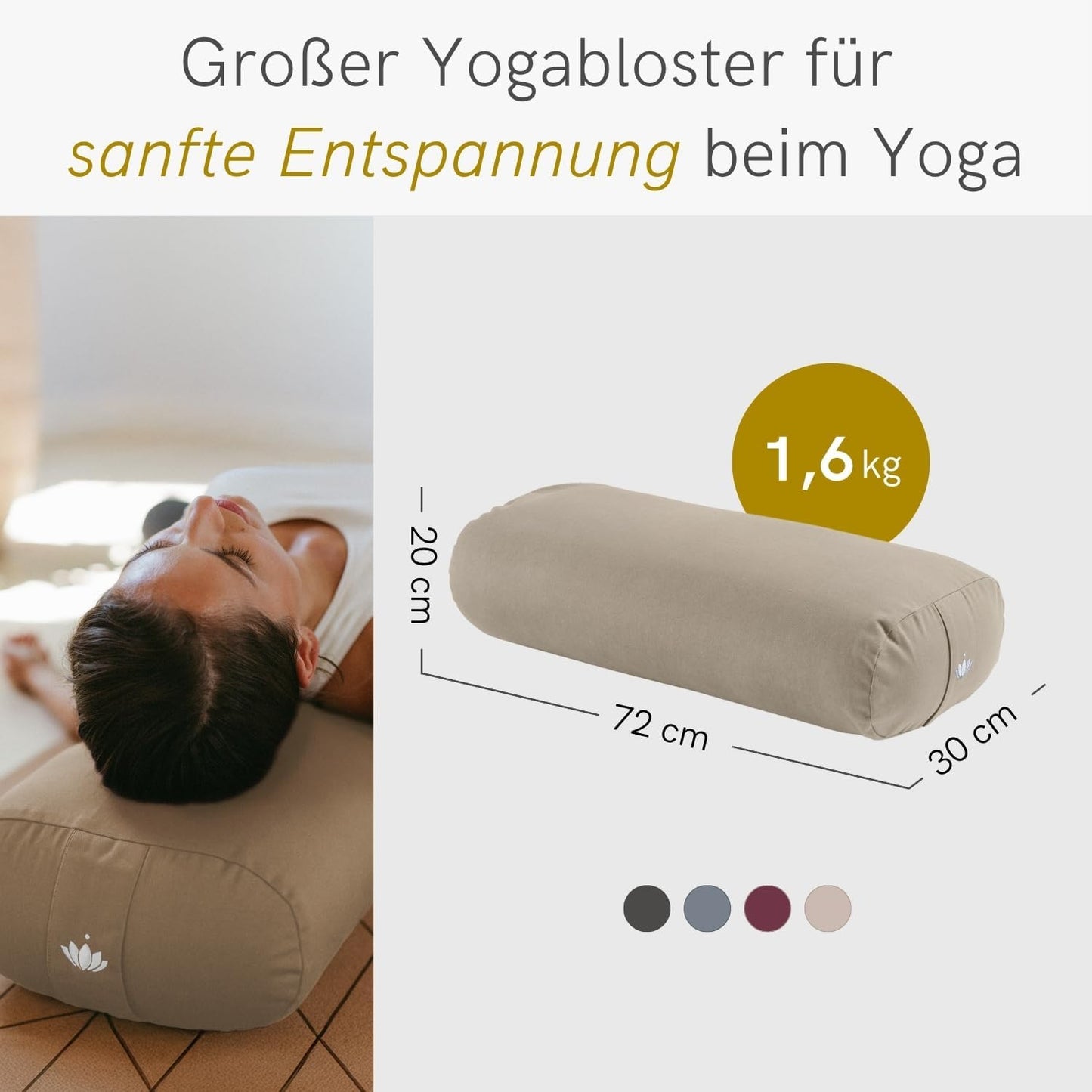 Yoga Bolster, Light Taupe