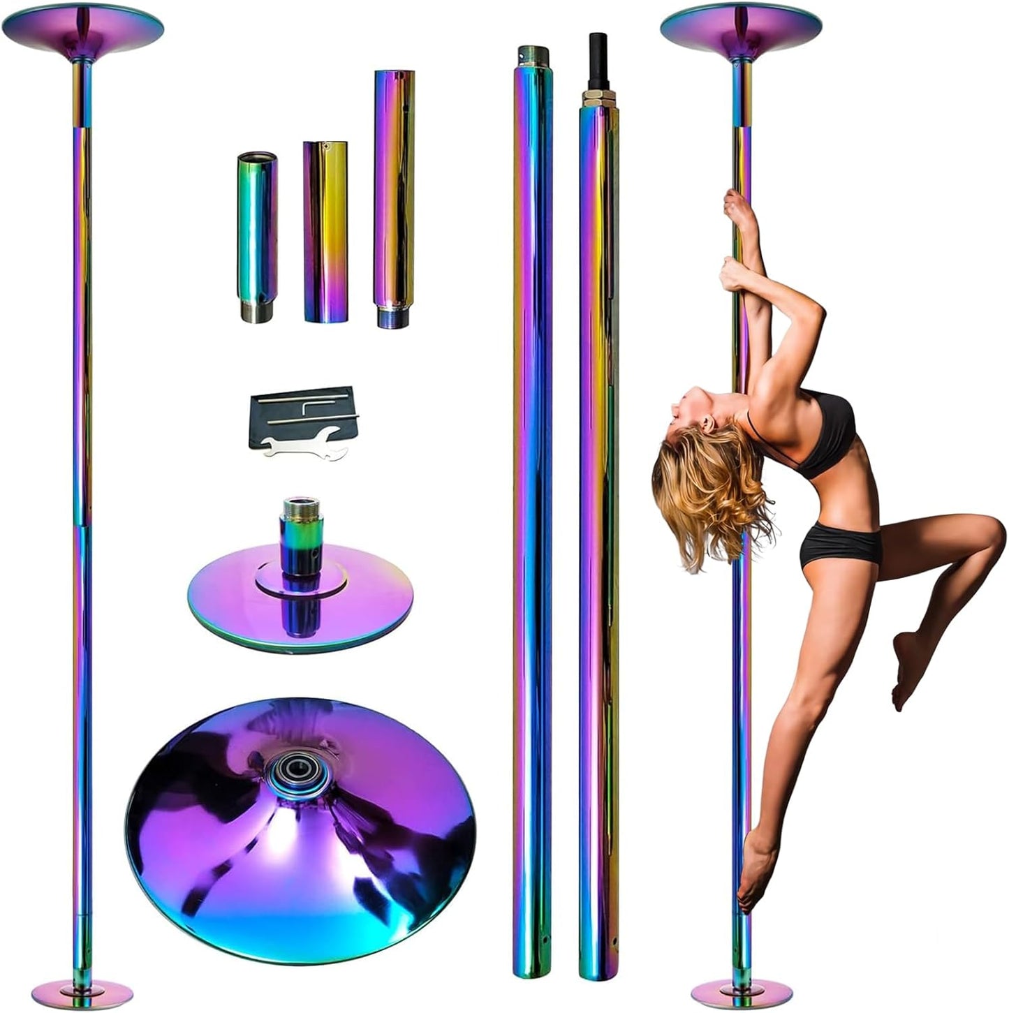 Höhenverstellbare Pole Dance Stange (drehend/statisch), Mehrfarbig
