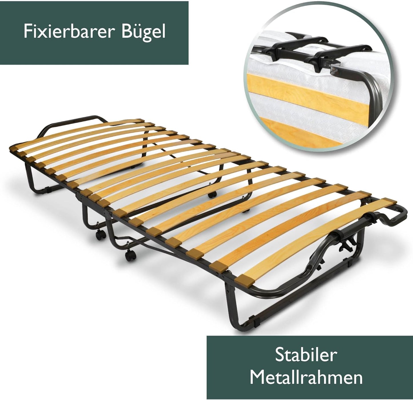 Klappbares Gästebett mit Schaumstoffmatratze, 90x200 cm|Weiss