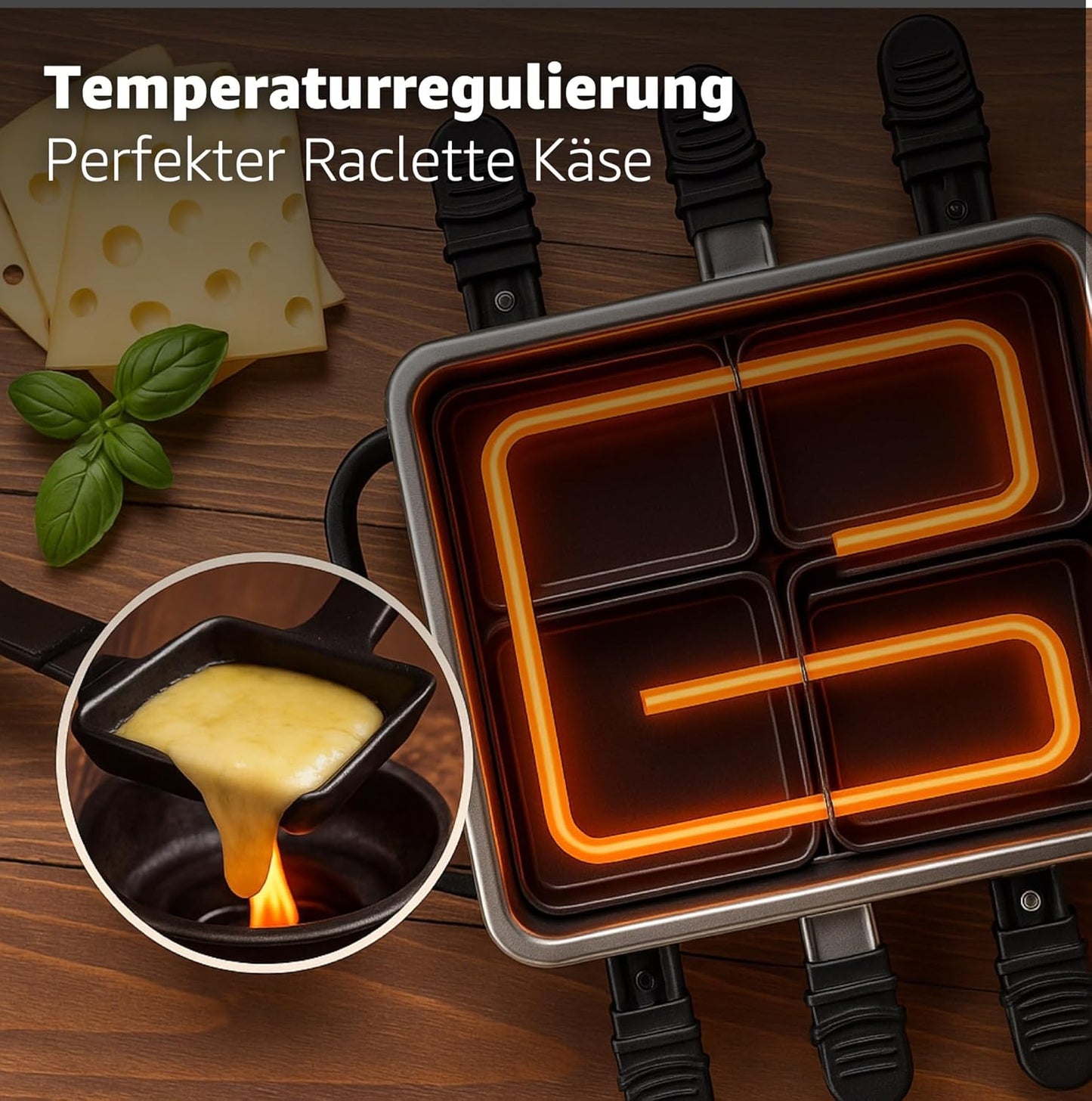 Raclette-Set für 8 Personen, Eckig