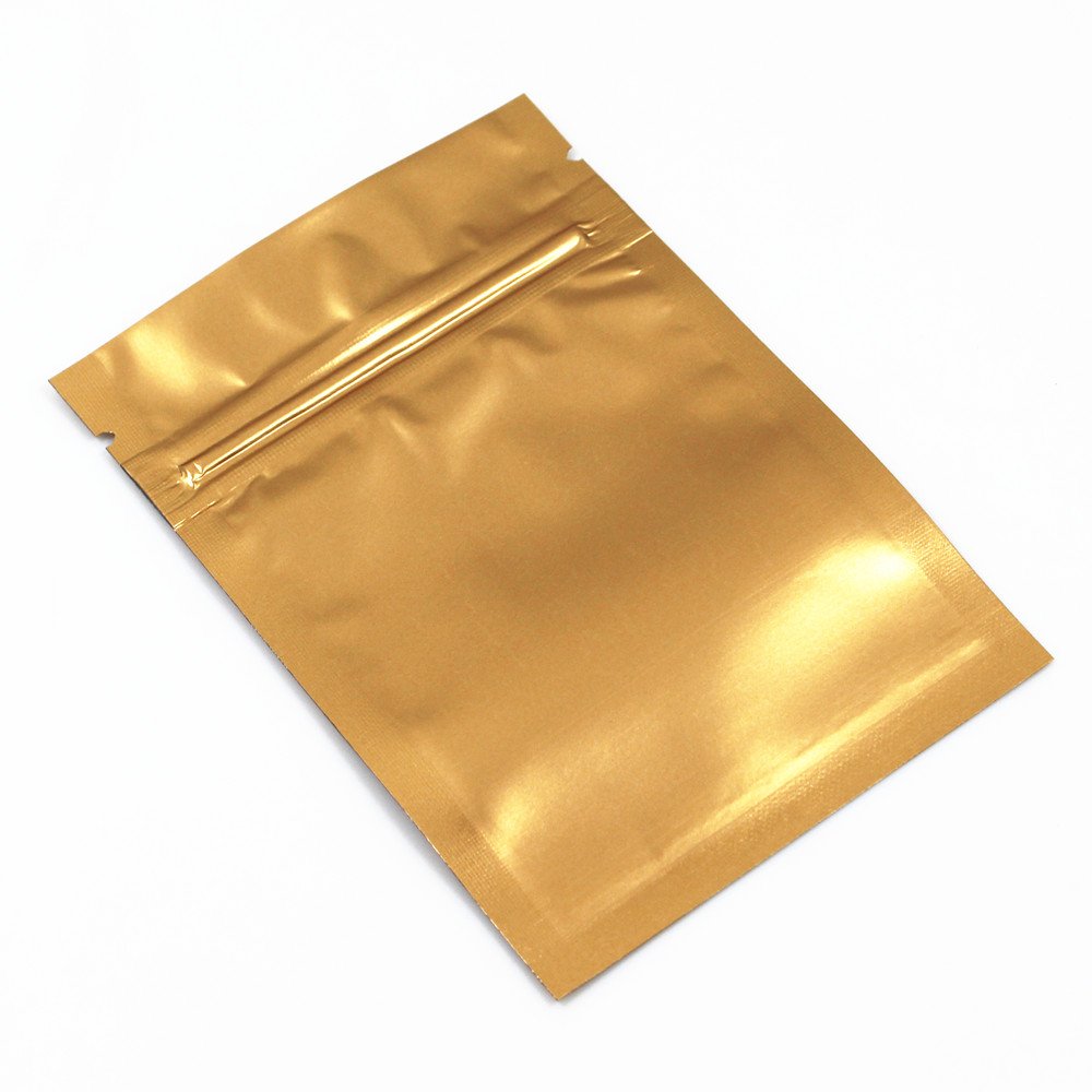 100 Stück Aluminiumfolie Verpackung, Matt Gold 12x18cm (4.7x7.1 inch)