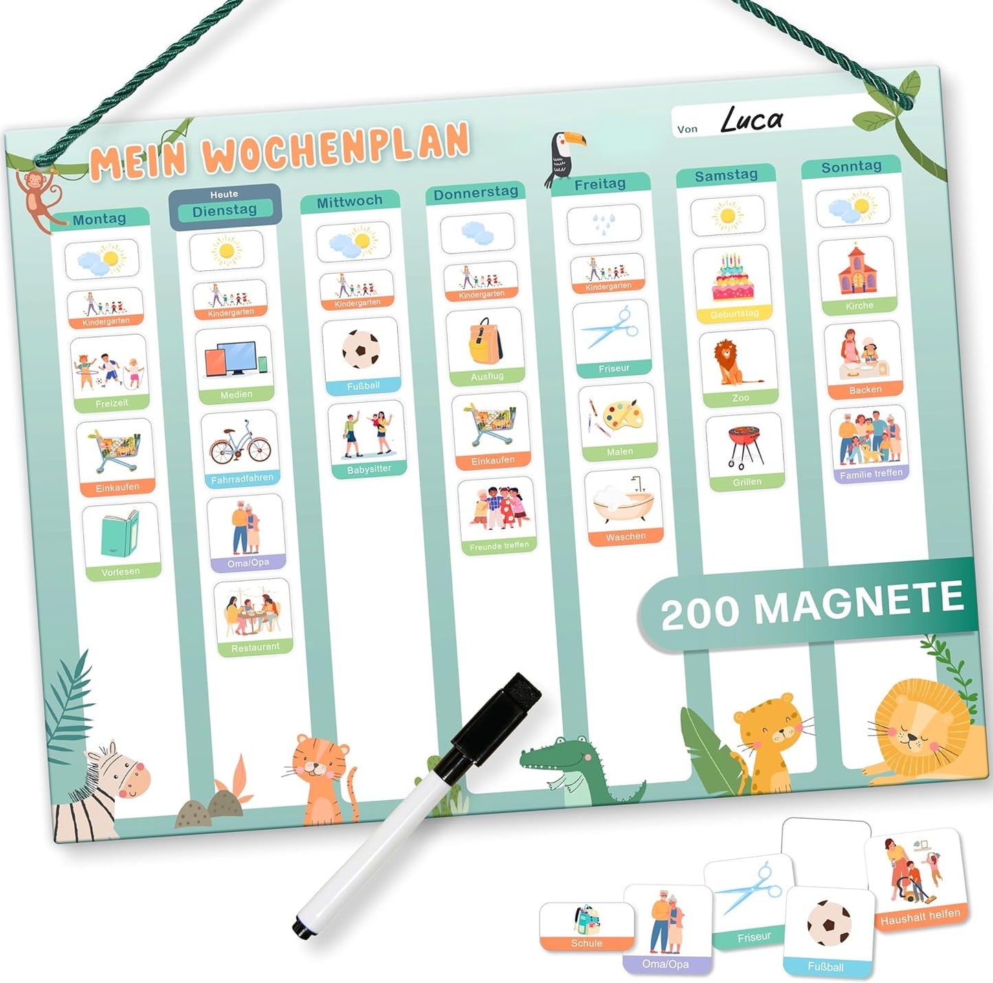 Wochenplaner für Kinder, Wochenplan