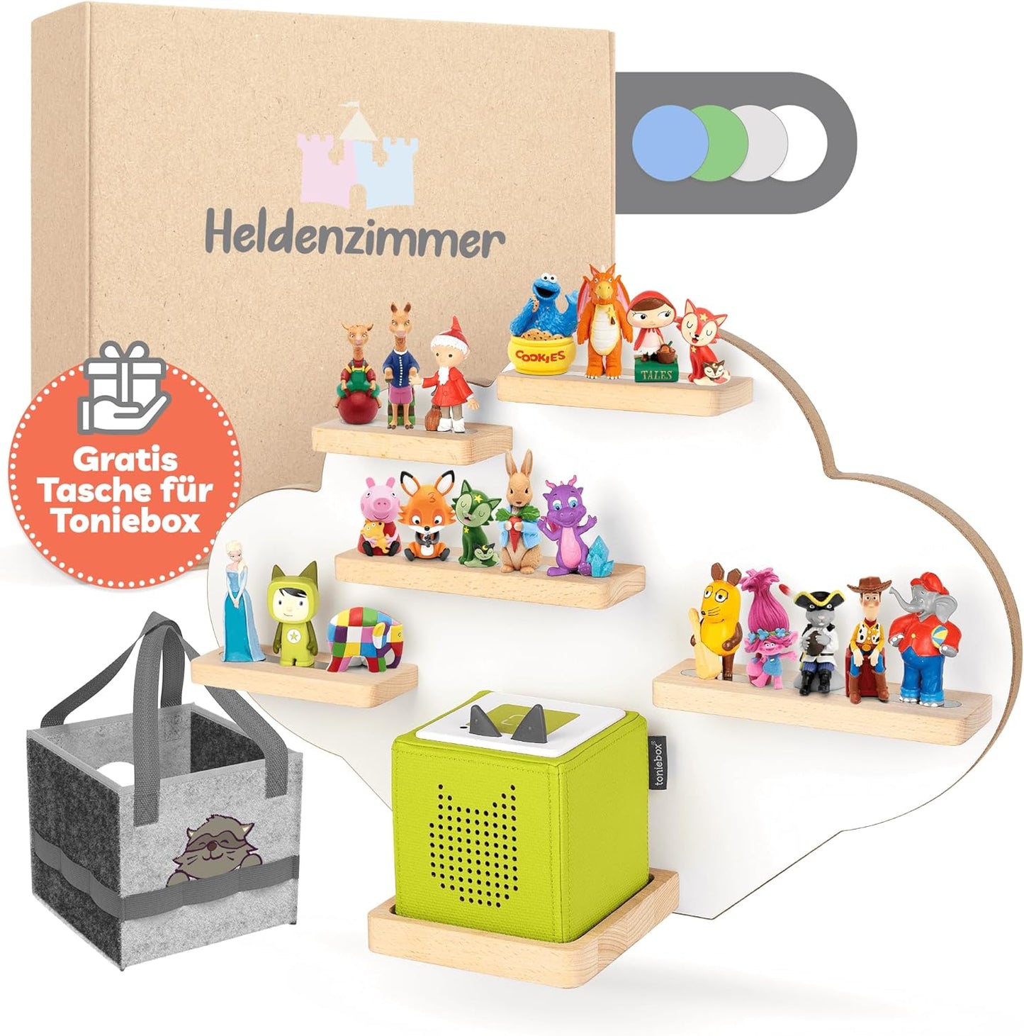 Tonie Regal Wolke für 20 Figuren und Toniebox, Weiß