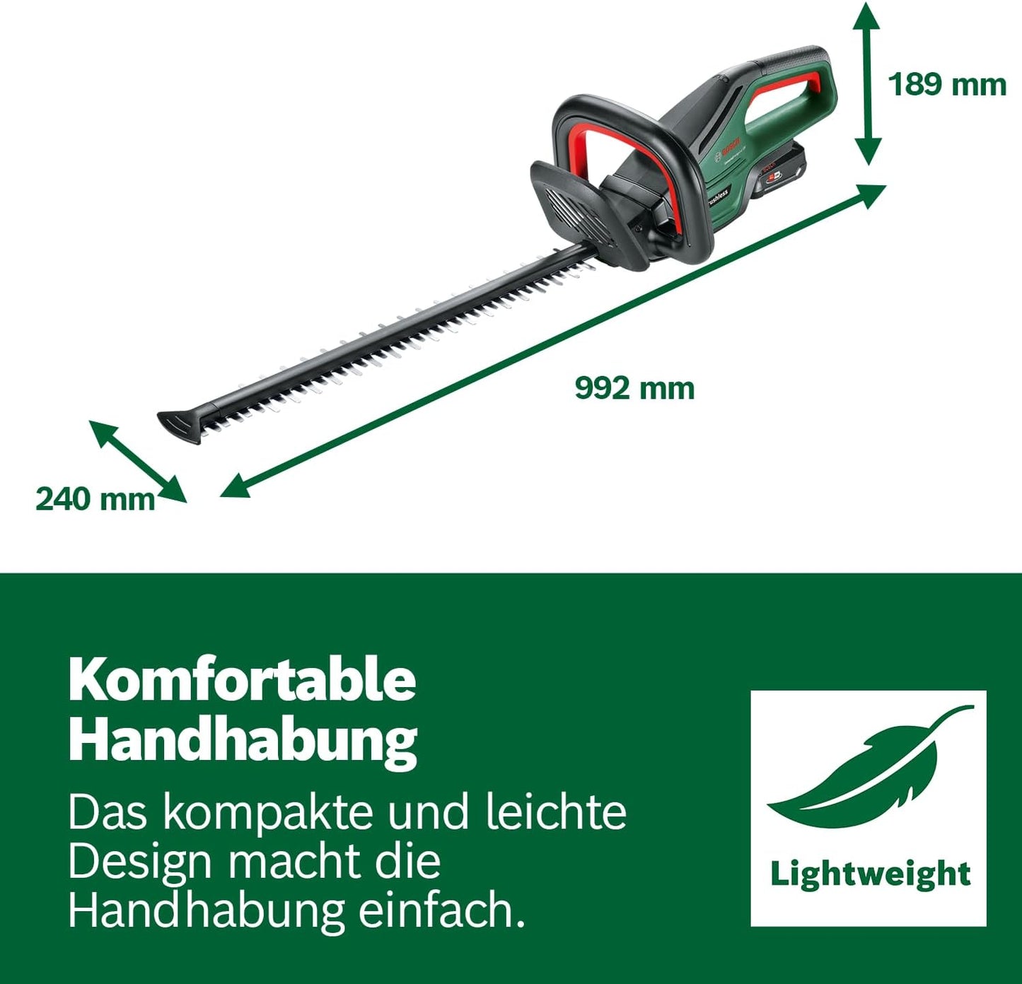 Akku-Heckenschere UniversalHedgeCut 18V-50, Ohne Akku | +Handschuhe Neues Design | Classic Green