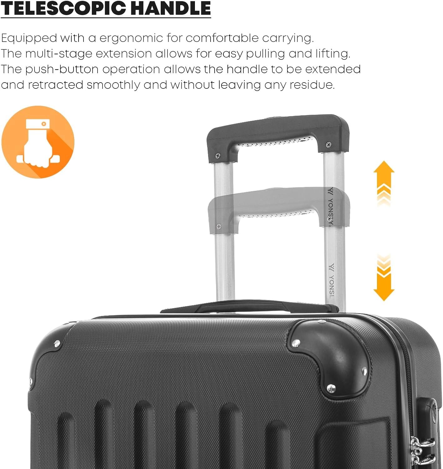 Hartschalen-Kabinenkoffer, M (55cm-40L) YS2 Schwarz