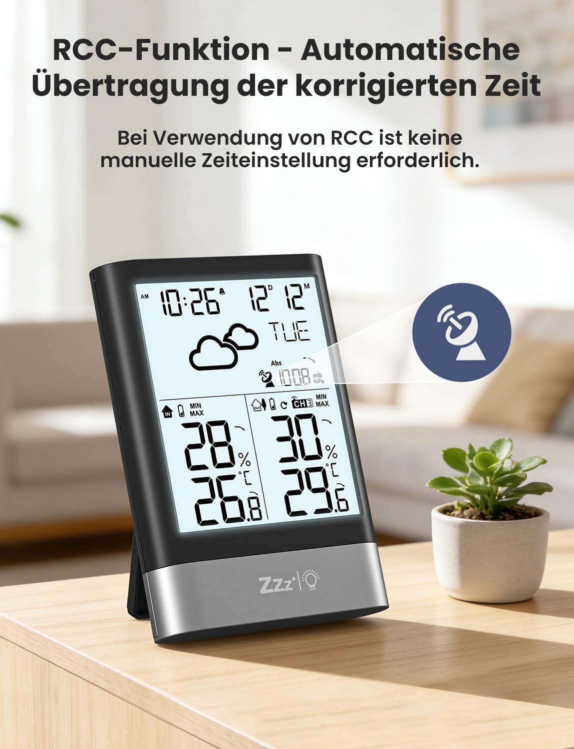 Funk-Wetterstation mit Aussensensor und Wecker