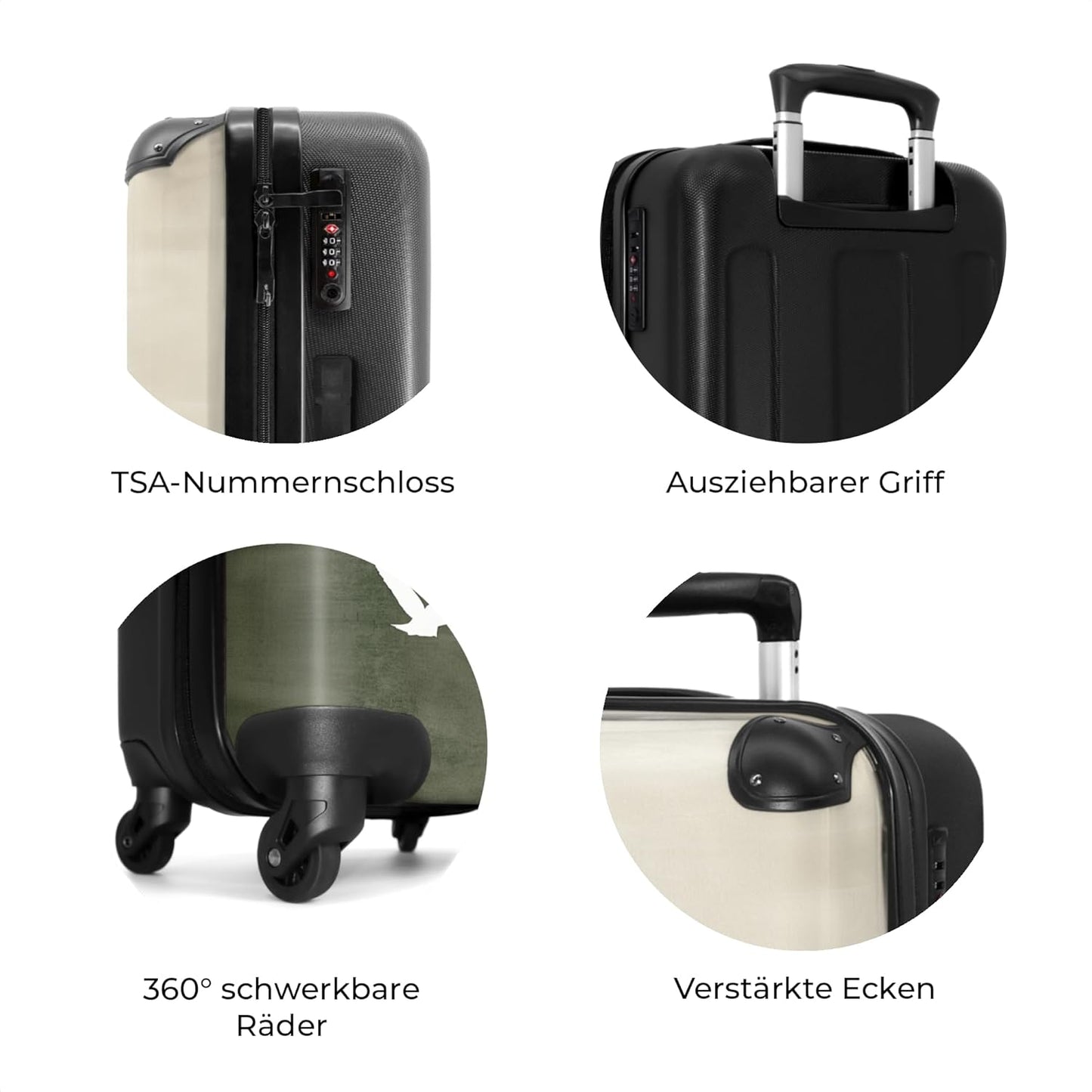 Hartschalenkoffer mit 4 Rollen, Vögel - Grün M