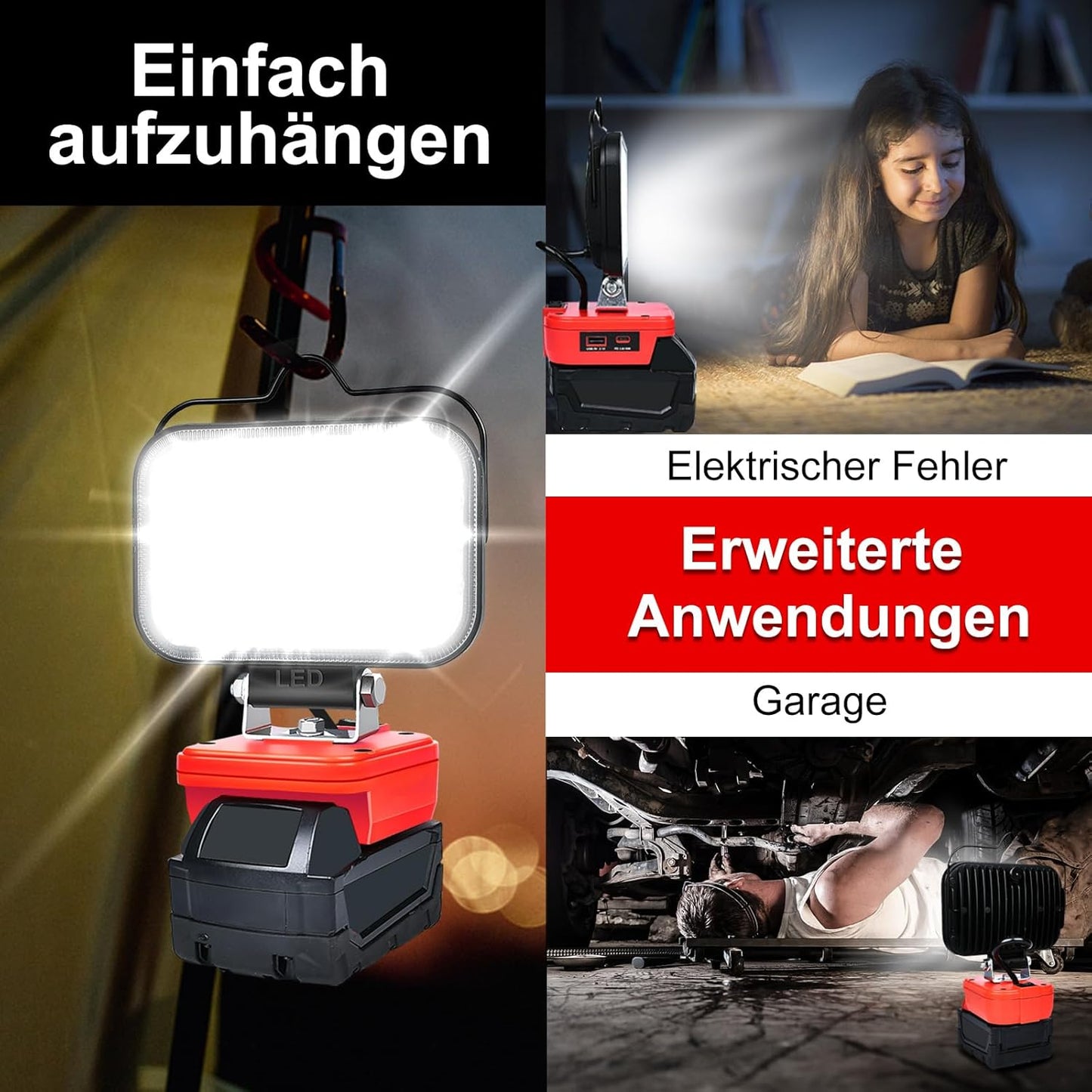 LED Arbeitsleuchte MWQ18V5IN mit USB-Aufladung, Weiss