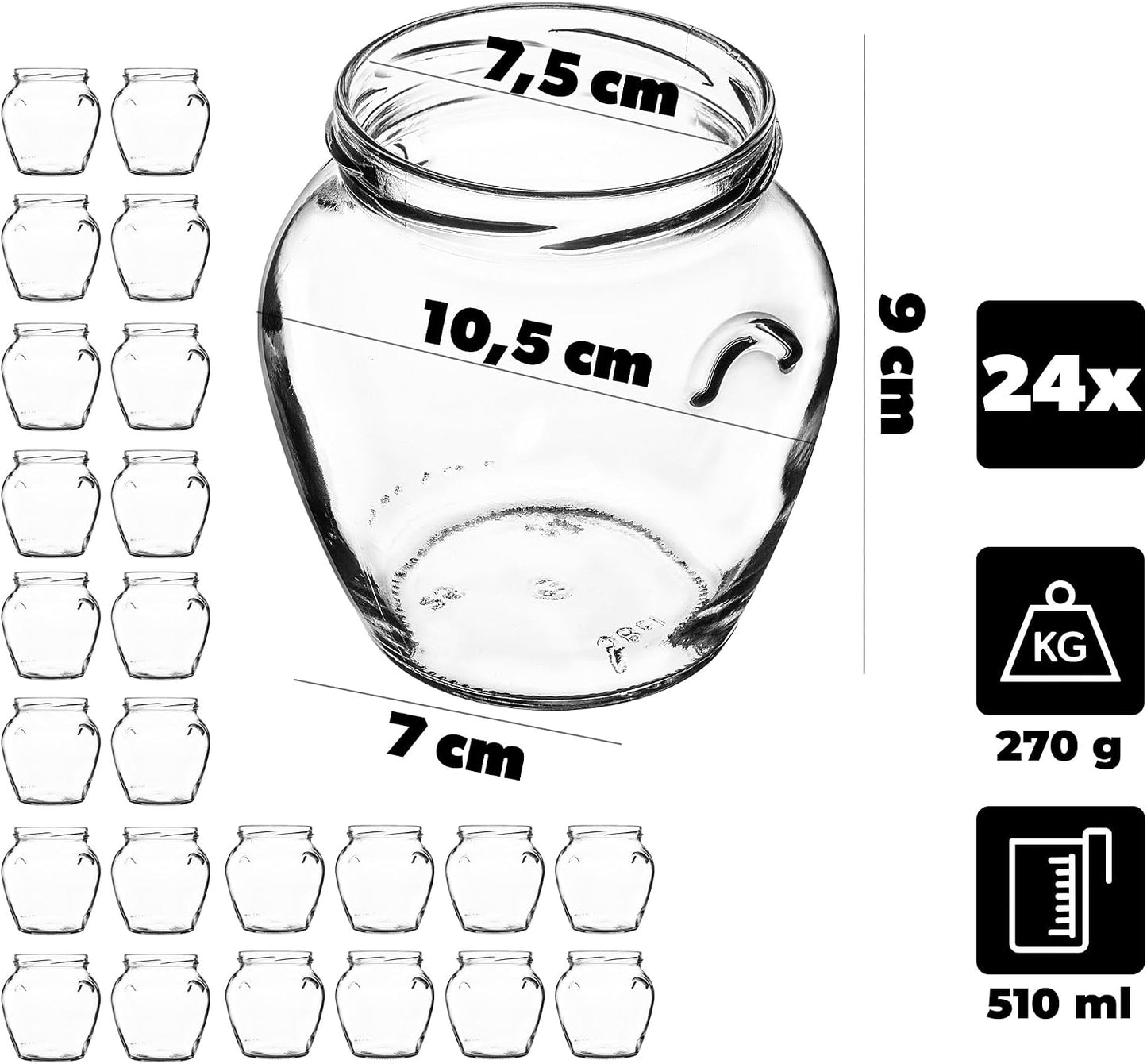 Einmachgläser-Set, Weiss/Blau 24 Stück
