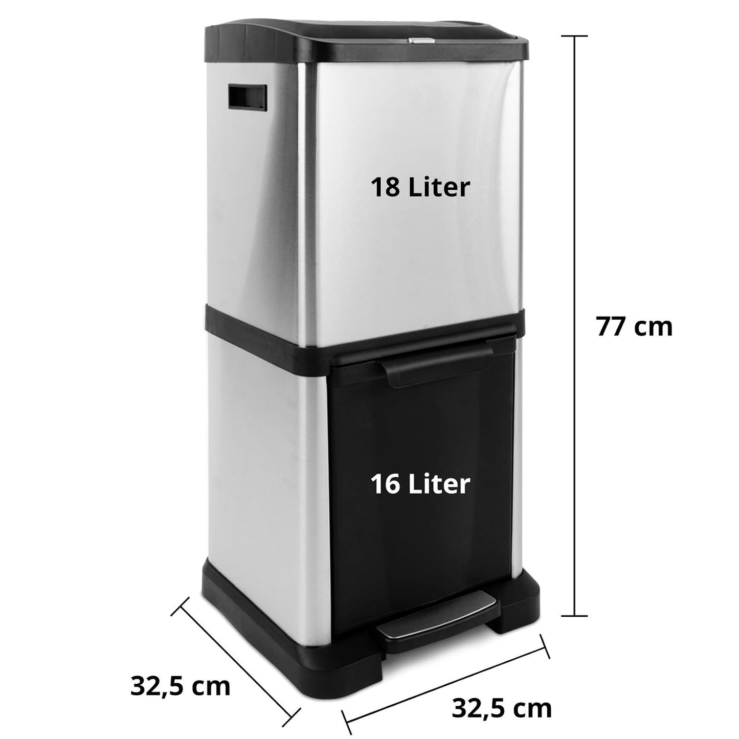 Mülleimer mit 2 Kammern, 2 Kammern | 34 Liter (Dylan)