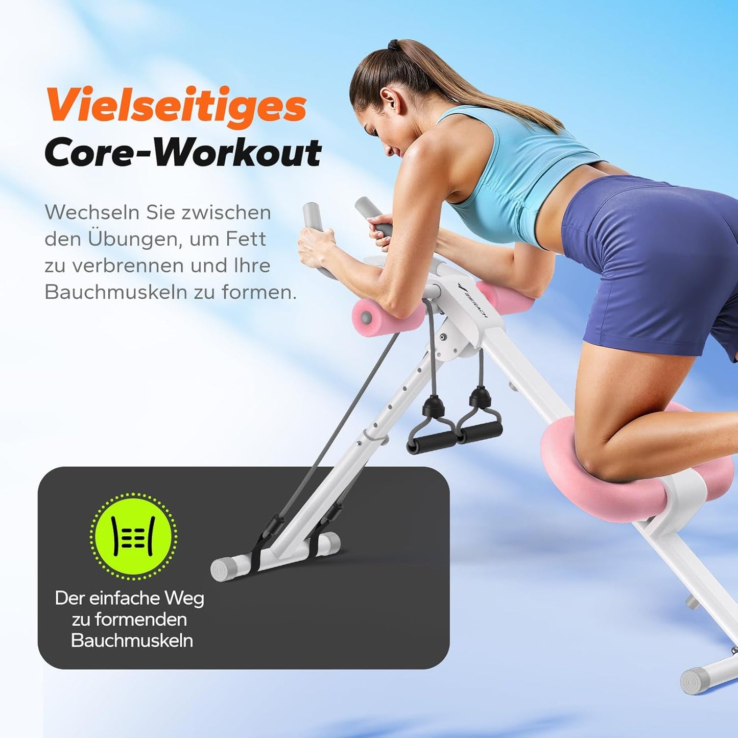 Bauchmuskeltrainer mit LCD-Monitor, Rosa