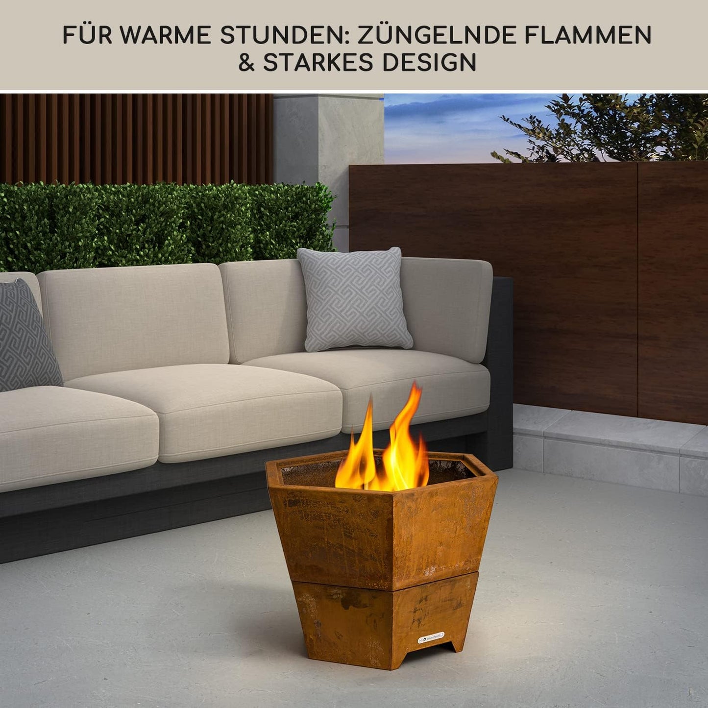 Sechseckige Feuerschale mit Grillrost, Hekla Rost