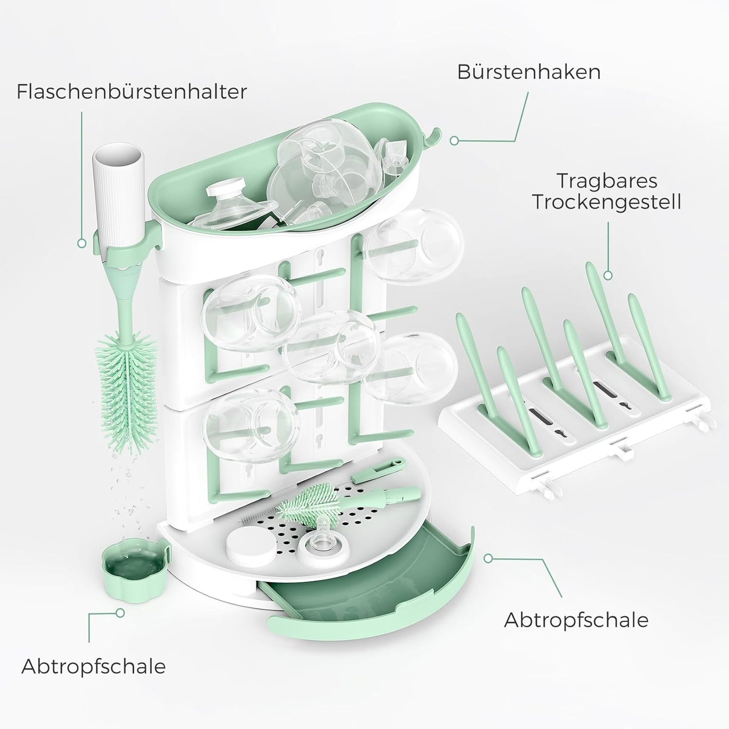 Babyflaschen-Trockenständer für 18 Flaschen