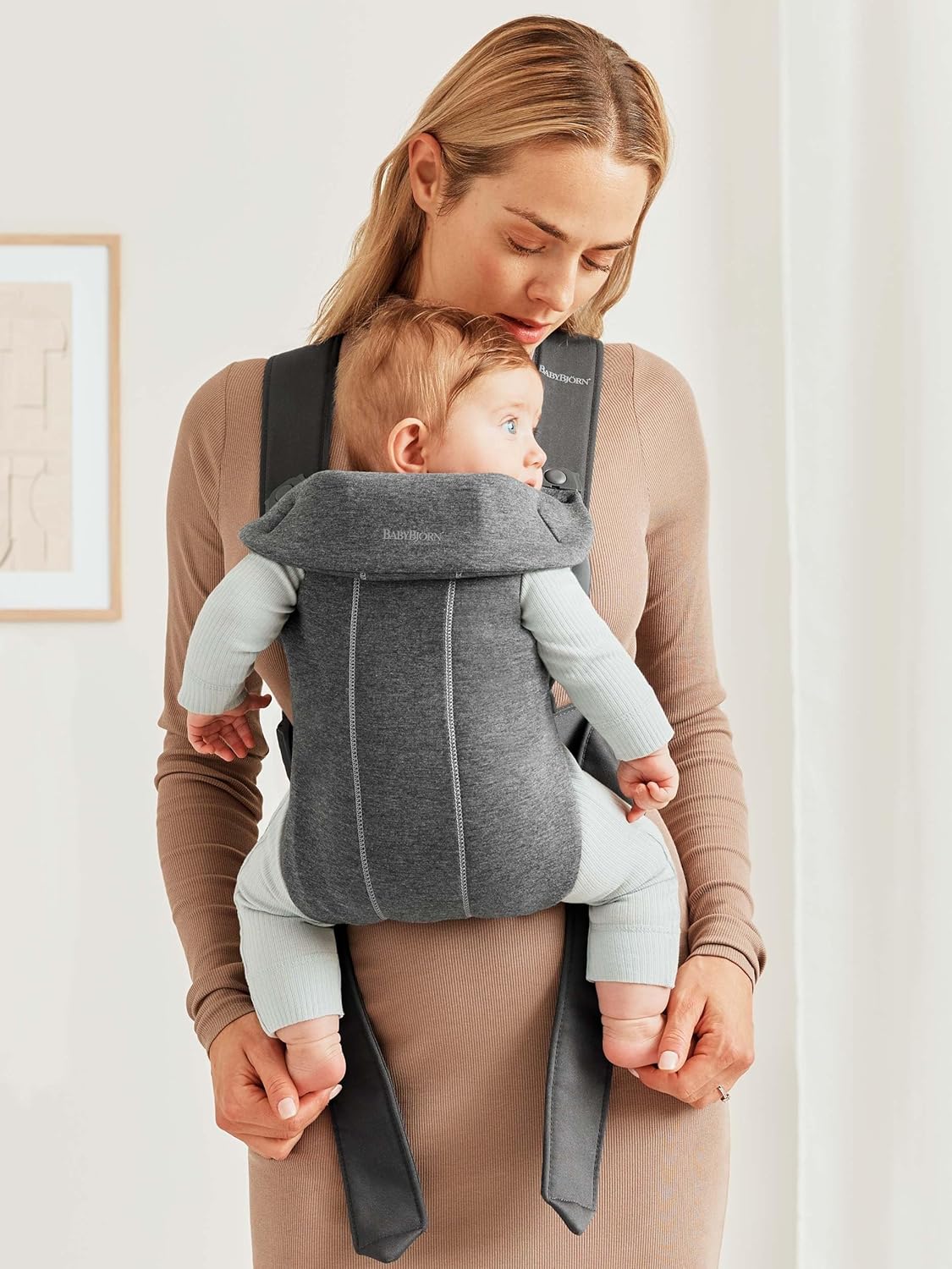 Babytrage Mini, ergonomisch und bequem, 3D-Jersey, Dunkelgrau