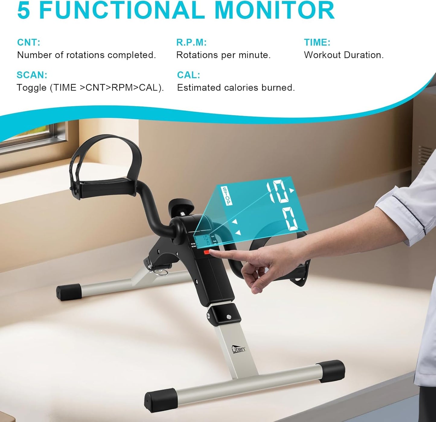 Mini Heimtrainer mit einstellbarem Widerstand, Schwarz Silber