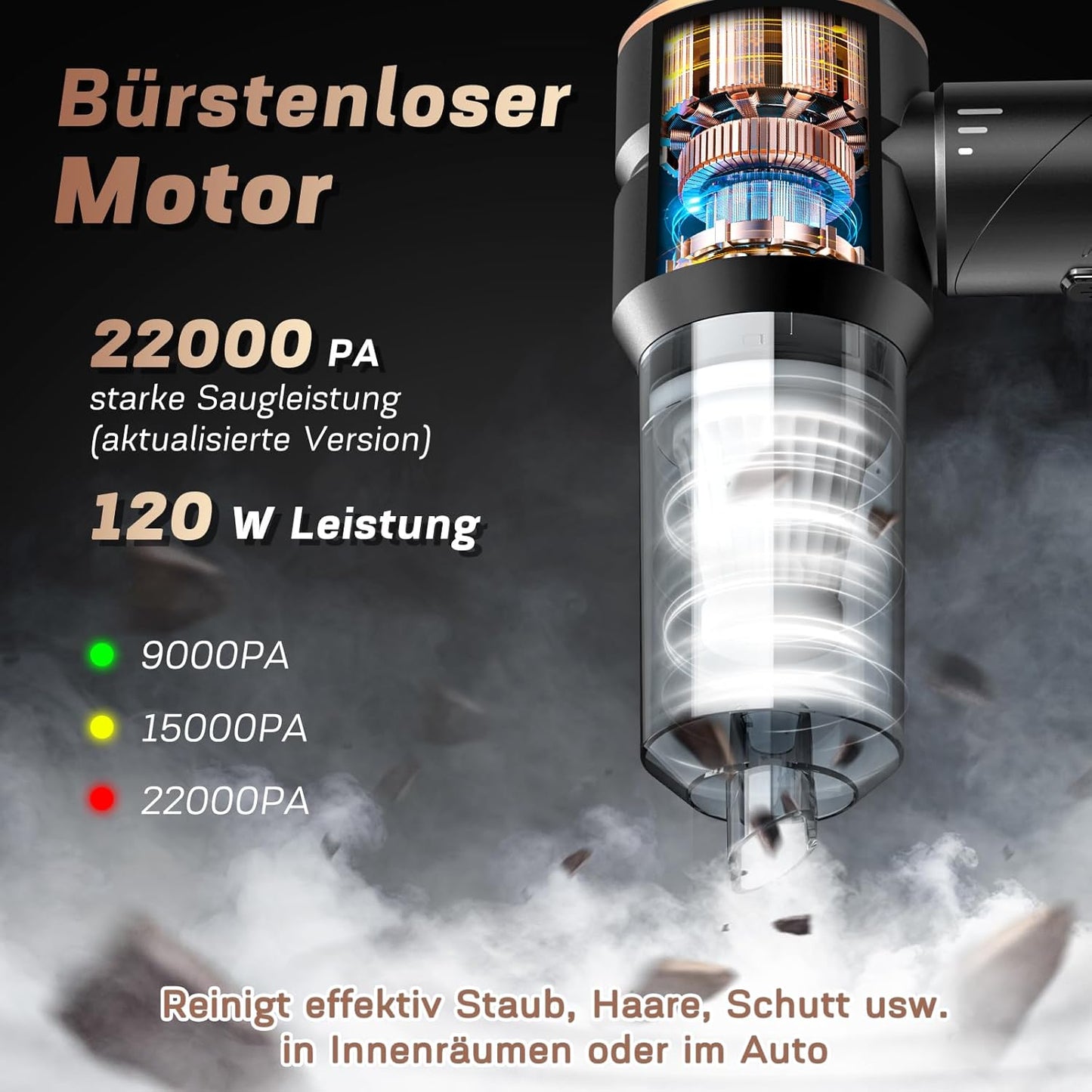 4-in-1 Kabelloser Handstaubsauger, Schwarz