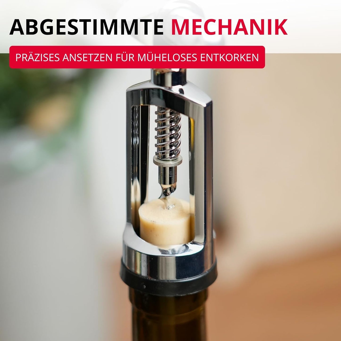 Glockenkorkenzieher mit Korkabstreifer, Verchromt