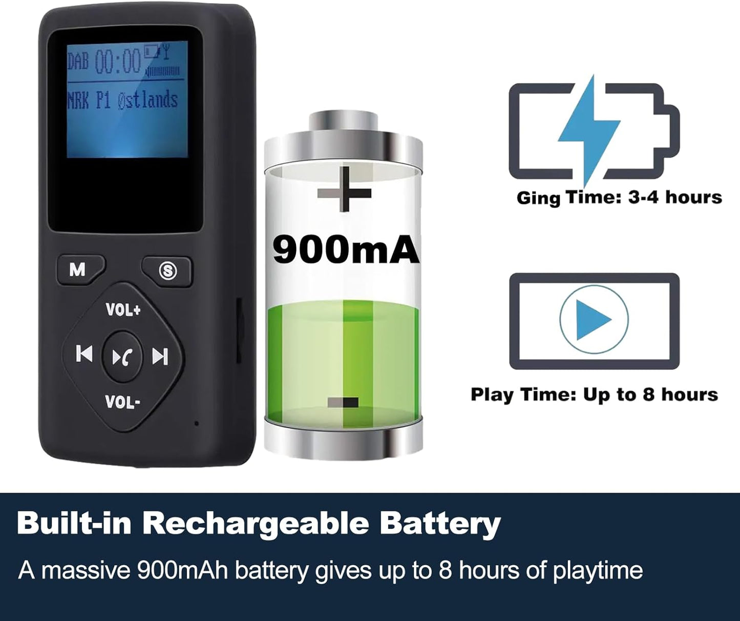 Tragbares Digitalradio mit MP3-Player-Funktion